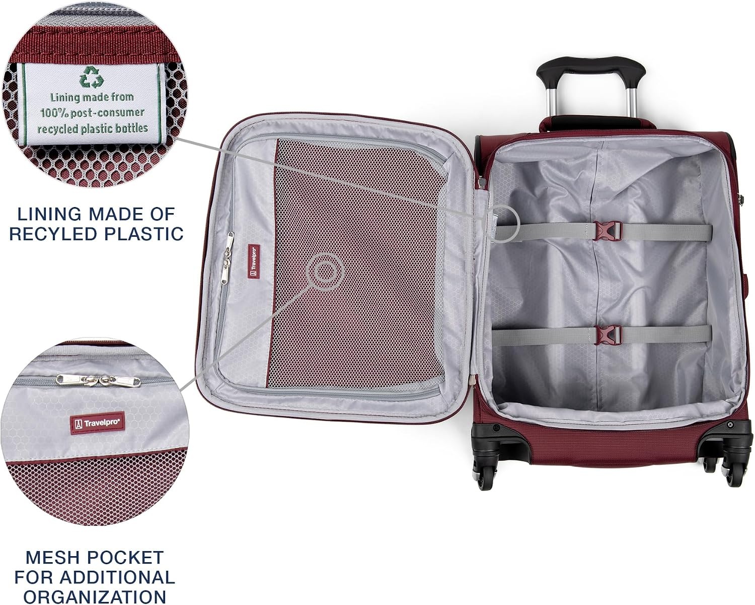 image:imageTravelpro Maxlite 5 Softside Spinner Set Forest 2Piece 2125 Includes CarryOn amp Medium Checked Expandable Luggage With 4 Wheels Lightweight amp Versatile Men amp WomenBurgundy