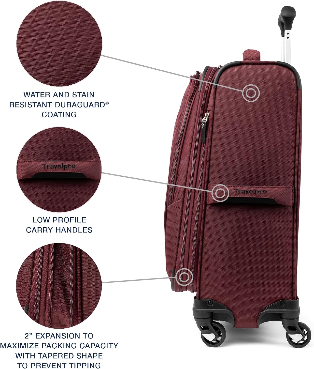 image:imageTravelpro Maxlite 5 Softside Spinner Set Forest 2Piece 2125 Includes CarryOn amp Medium Checked Expandable Luggage With 4 Wheels Lightweight amp Versatile Men amp WomenBurgundy