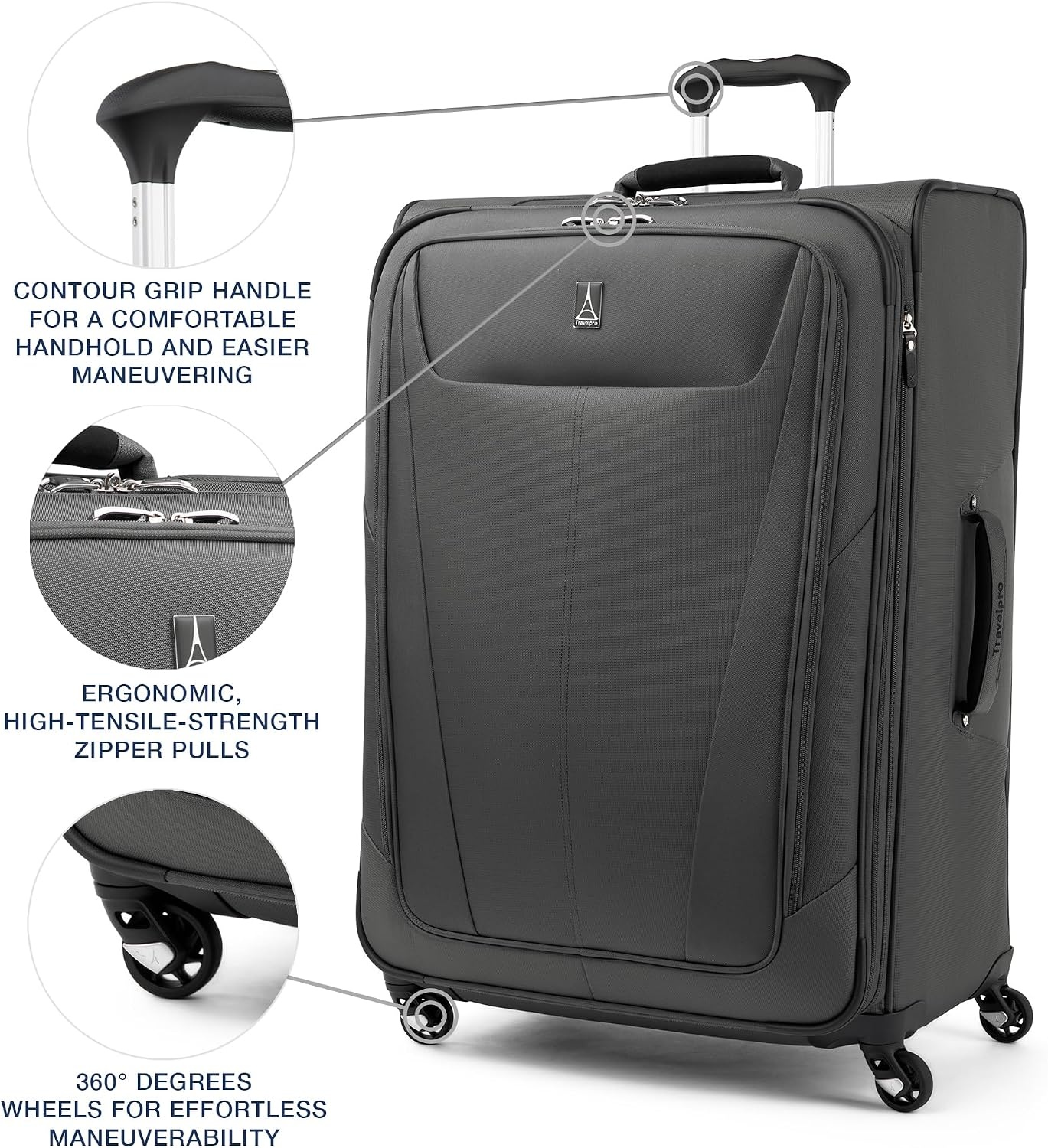 image:imageTravelpro Maxlite 5 Softside Spinner Set Forest 2Piece 2125 Includes CarryOn amp Medium Checked Expandable Luggage With 4 Wheels Lightweight amp Versatile Men amp WomenShadow Grey