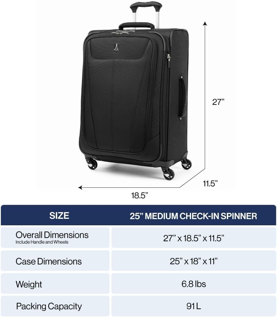 image:imageTravelpro Maxlite 5 Softside Spinner Set Forest 2Piece 2125 Includes CarryOn amp Medium Checked Expandable Luggage With 4 Wheels Lightweight amp Versatile Men amp WomenForest Green