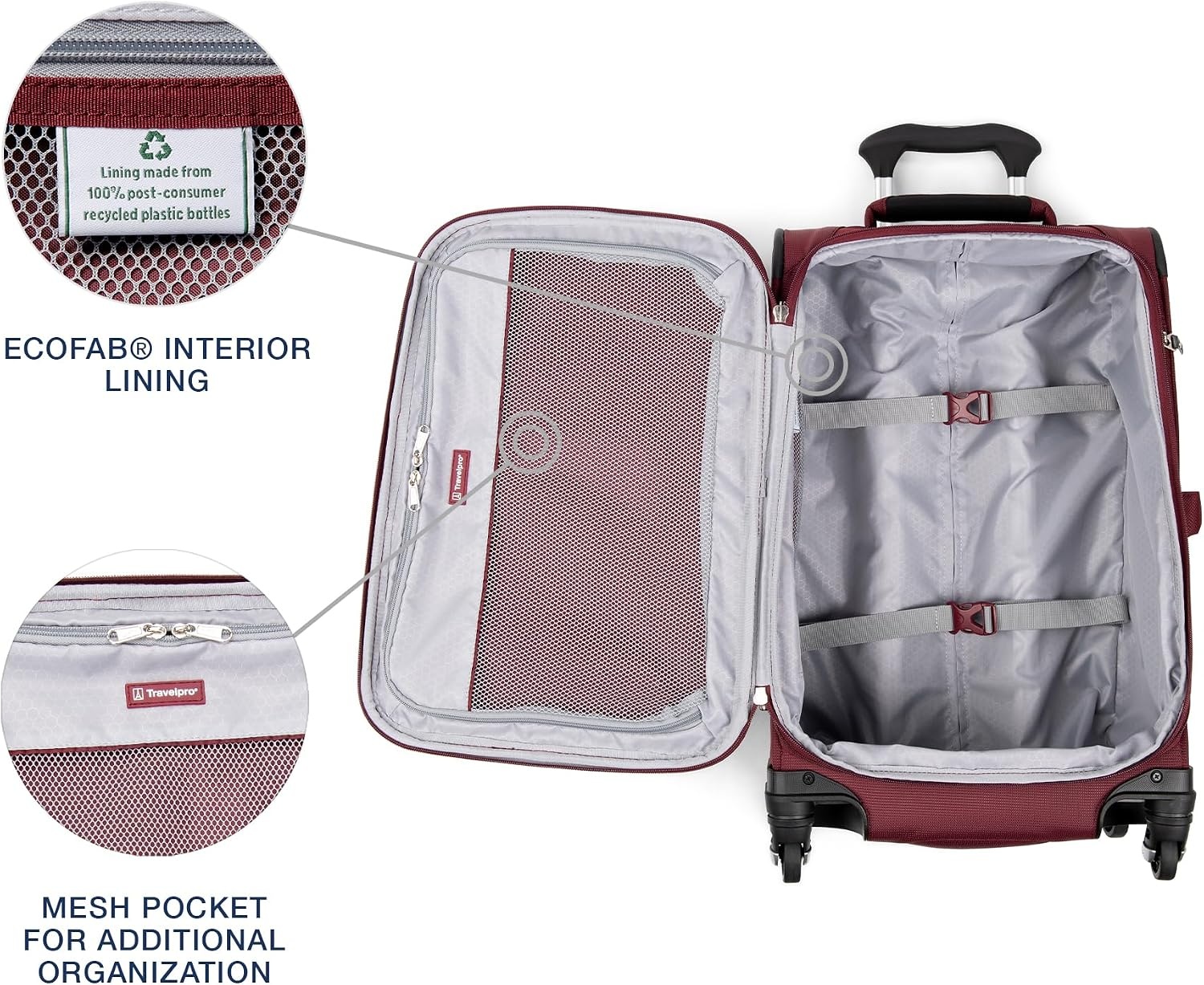image:imageTravelpro Maxlite 5 Softside Spinner Set Forest 2Piece 2125 Includes CarryOn amp Medium Checked Expandable Luggage With 4 Wheels Lightweight amp Versatile Men amp WomenBurgundy