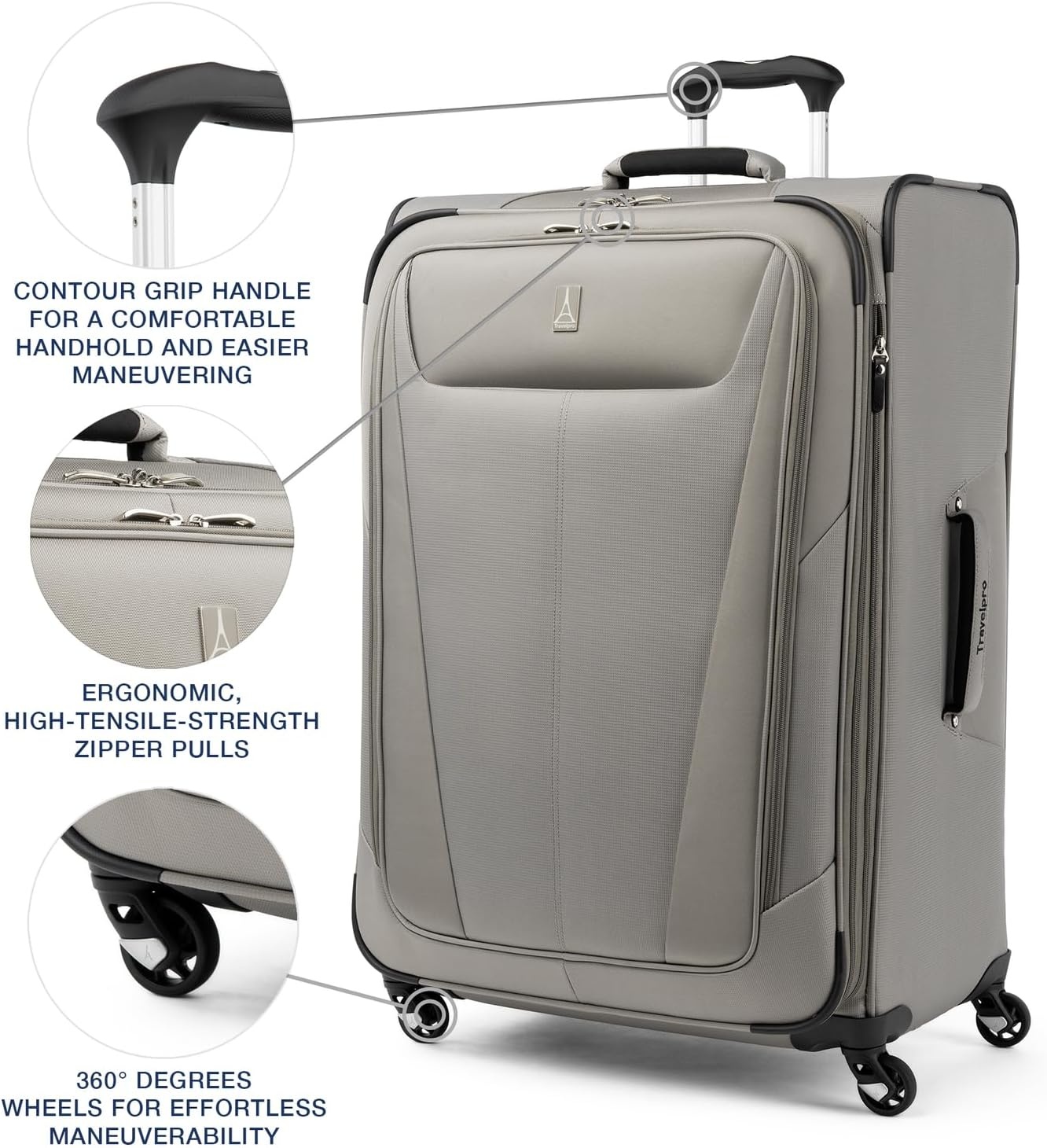 image:imageTravelpro Maxlite 5 Softside Spinner Set Forest 2Piece 2125 Includes CarryOn amp Medium Checked Expandable Luggage With 4 Wheels Lightweight amp Versatile Men amp WomenChampagne