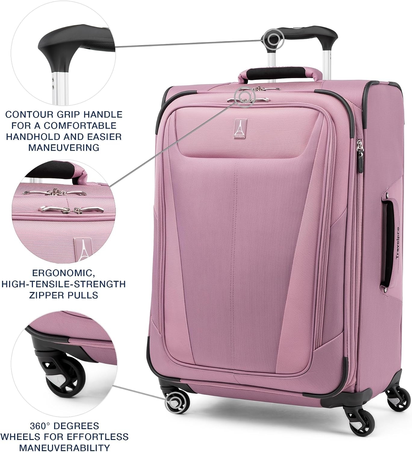 image:imageTravelpro Maxlite 5 Softside Spinner Set Forest 2Piece 2125 Includes CarryOn amp Medium Checked Expandable Luggage With 4 Wheels Lightweight amp Versatile Men amp WomenOrchid Pink Purple