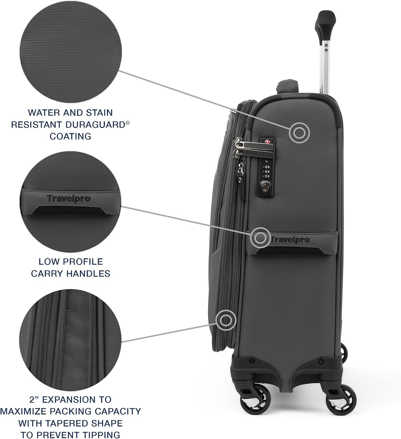 image:imageTravelpro Maxlite 5 Softside Spinner Set Forest 2Piece 2125 Includes CarryOn amp Medium Checked Expandable Luggage With 4 Wheels Lightweight amp Versatile Men amp WomenShadow Grey