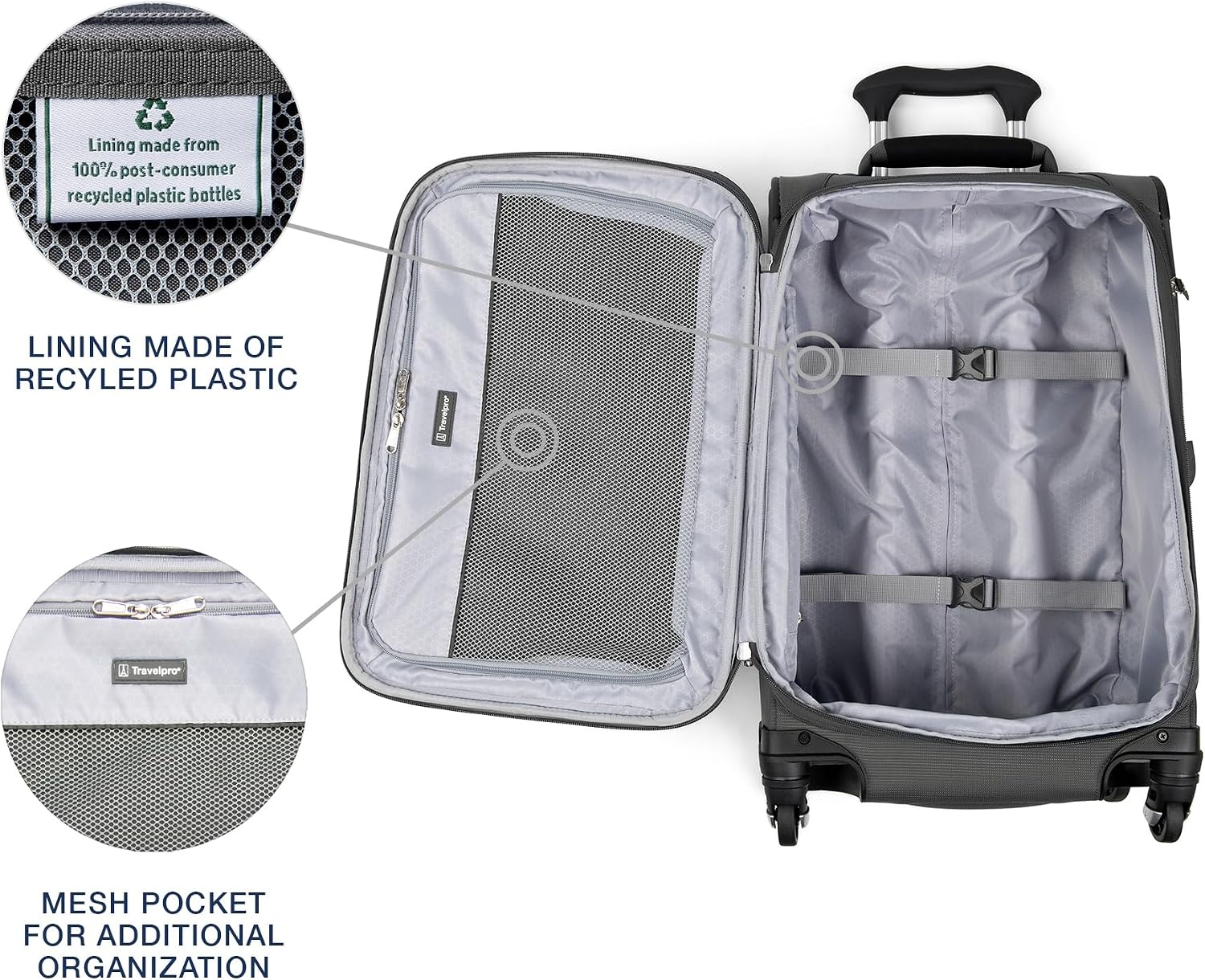 image:imageTravelpro Maxlite 5 Softside Spinner Set Forest 2Piece 2125 Includes CarryOn amp Medium Checked Expandable Luggage With 4 Wheels Lightweight amp Versatile Men amp WomenShadow Grey