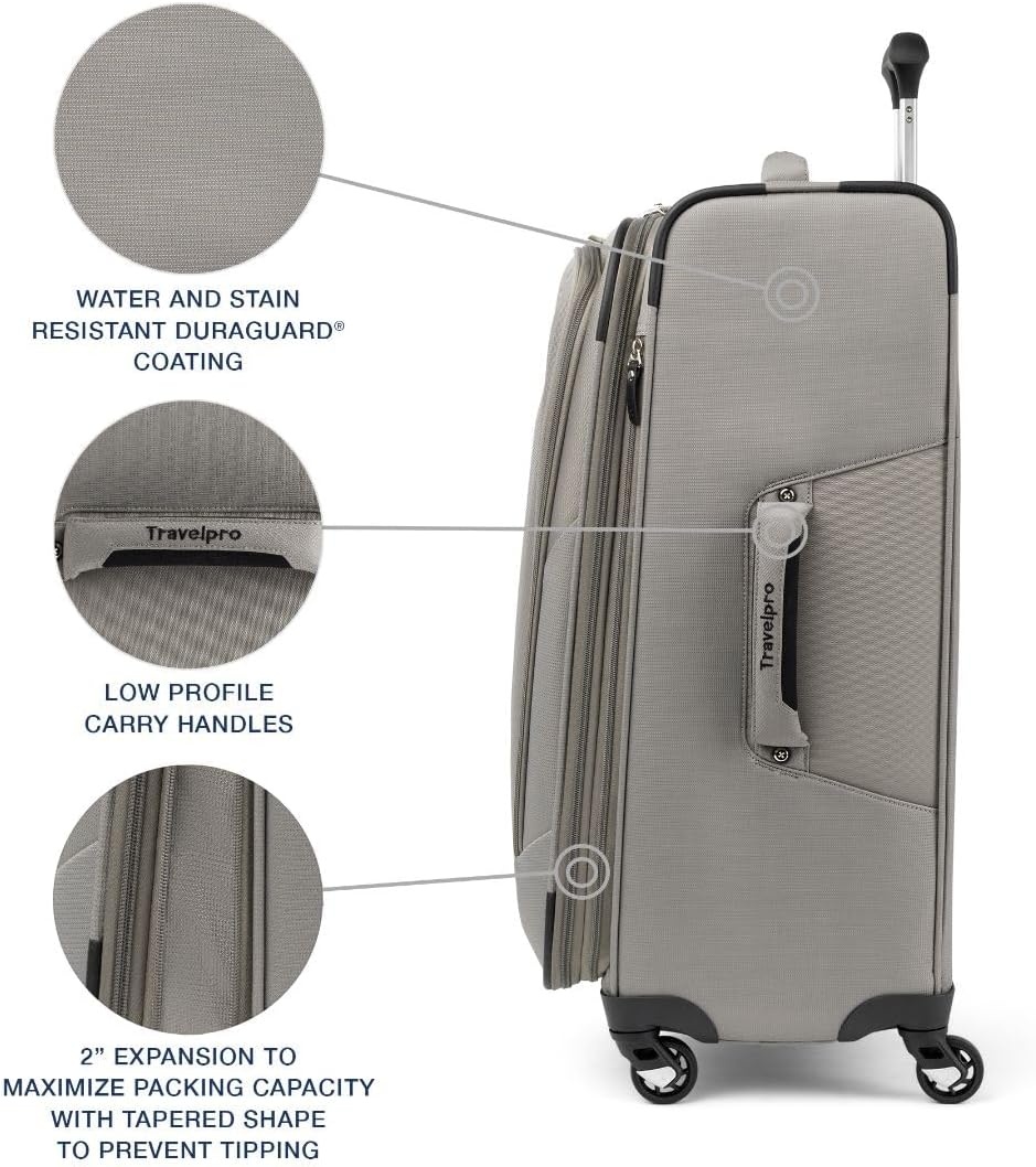 image:imageTravelpro Maxlite 5 Softside Spinner Set Forest 2Piece 2125 Includes CarryOn amp Medium Checked Expandable Luggage With 4 Wheels Lightweight amp Versatile Men amp WomenChampagne