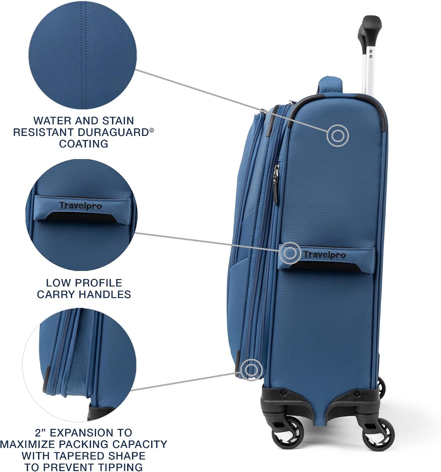 image:imageTravelpro Maxlite 5 Softside Spinner Set Forest 2Piece 2125 Includes CarryOn amp Medium Checked Expandable Luggage With 4 Wheels Lightweight amp Versatile Men amp WomenEnsign Blue