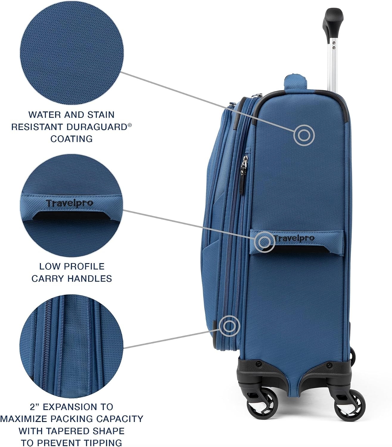 image:imageTravelpro Maxlite 5 Softside Spinner Set Forest 2Piece 2125 Includes CarryOn amp Medium Checked Expandable Luggage With 4 Wheels Lightweight amp Versatile Men amp WomenEnsign Blue
