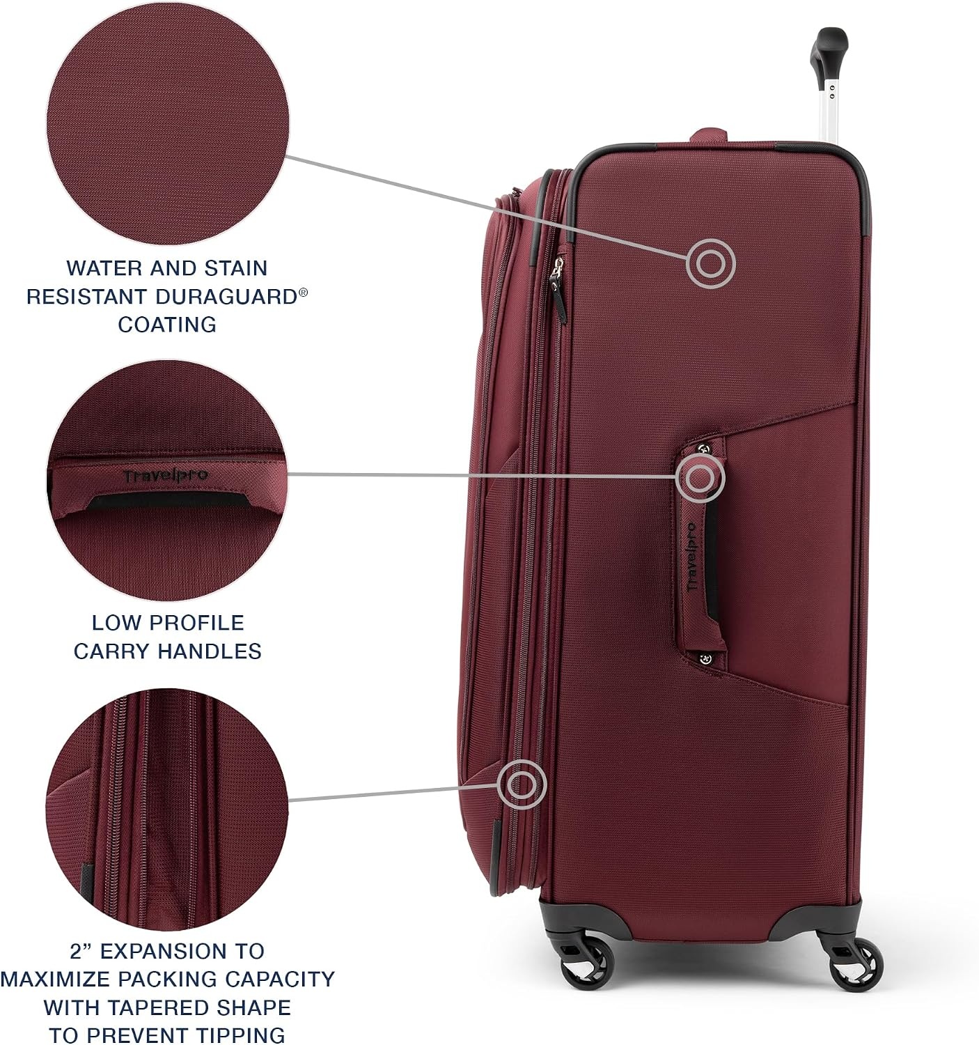 image:imageTravelpro Maxlite 5 Softside Spinner Set Forest 2Piece 2125 Includes CarryOn amp Medium Checked Expandable Luggage With 4 Wheels Lightweight amp Versatile Men amp WomenBurgundy