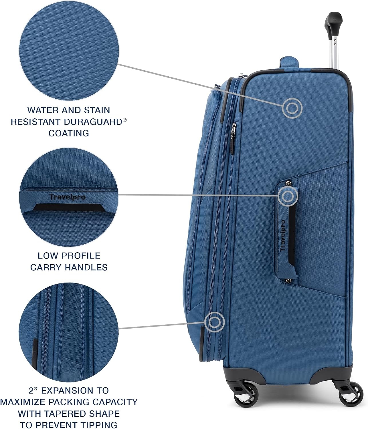 image:imageTravelpro Maxlite 5 Softside Spinner Set Forest 2Piece 2125 Includes CarryOn amp Medium Checked Expandable Luggage With 4 Wheels Lightweight amp Versatile Men amp WomenEnsign Blue