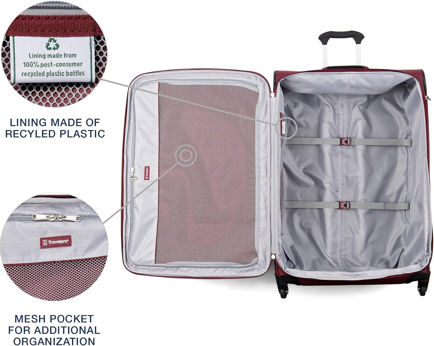 image:imageTravelpro Maxlite 5 Softside Spinner Set Forest 2Piece 2125 Includes CarryOn amp Medium Checked Expandable Luggage With 4 Wheels Lightweight amp Versatile Men amp WomenBurgundy
