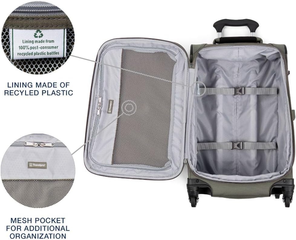 image:imageTravelpro Maxlite 5 Softside Spinner Set Forest 2Piece 2125 Includes CarryOn amp Medium Checked Expandable Luggage With 4 Wheels Lightweight amp Versatile Men amp WomenSlate Green