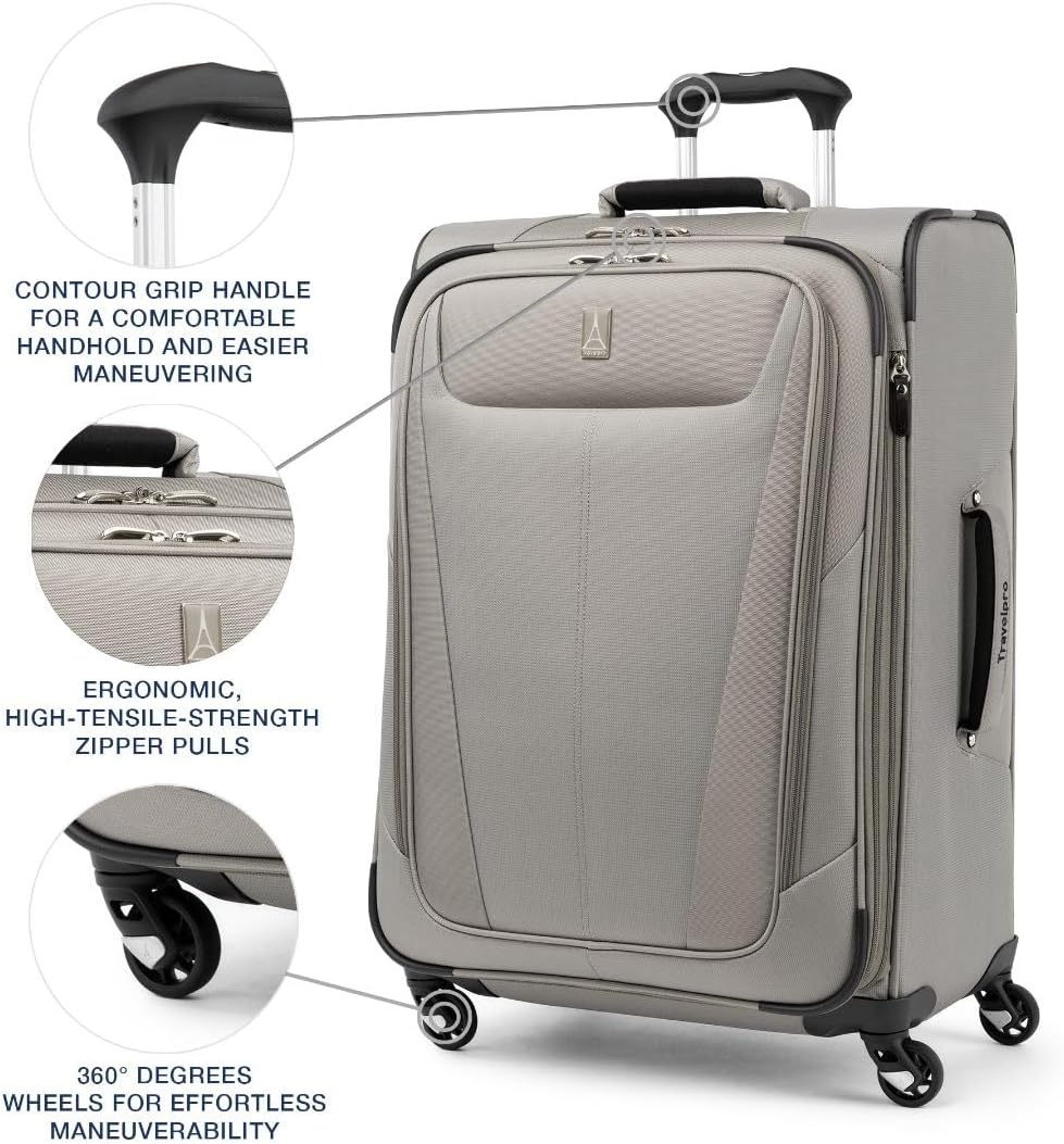 image:imageTravelpro Maxlite 5 Softside Spinner Set Forest 2Piece 2125 Includes CarryOn amp Medium Checked Expandable Luggage With 4 Wheels Lightweight amp Versatile Men amp WomenChampagne