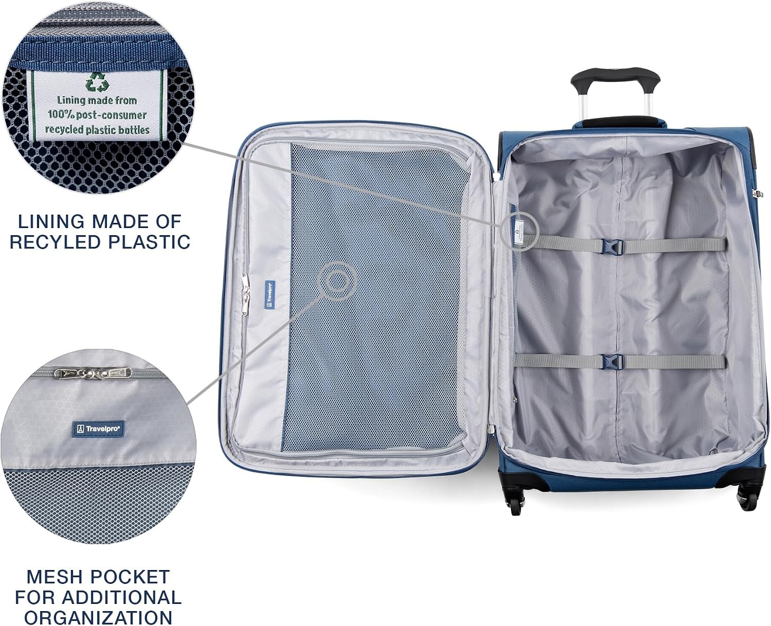 image:imageTravelpro Maxlite 5 Softside Spinner Set Forest 2Piece 2125 Includes CarryOn amp Medium Checked Expandable Luggage With 4 Wheels Lightweight amp Versatile Men amp WomenEnsign Blue