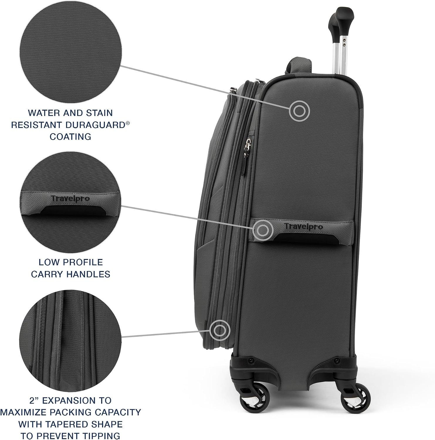 image:imageTravelpro Maxlite 5 Softside Spinner Set Forest 2Piece 2125 Includes CarryOn amp Medium Checked Expandable Luggage With 4 Wheels Lightweight amp Versatile Men amp WomenShadow Grey