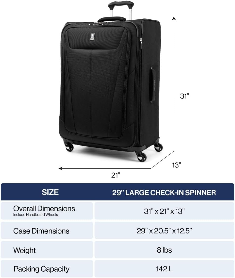 image:imageTravelpro Maxlite 5 Softside Spinner Set Forest 2Piece 2125 Includes CarryOn amp Medium Checked Expandable Luggage With 4 Wheels Lightweight amp Versatile Men amp WomenEnsign Blue