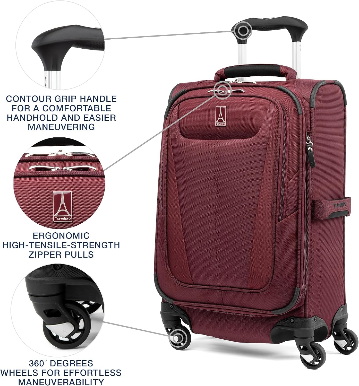 image:imageTravelpro Maxlite 5 Softside Spinner Set Forest 2Piece 2125 Includes CarryOn amp Medium Checked Expandable Luggage With 4 Wheels Lightweight amp Versatile Men amp WomenBurgundy