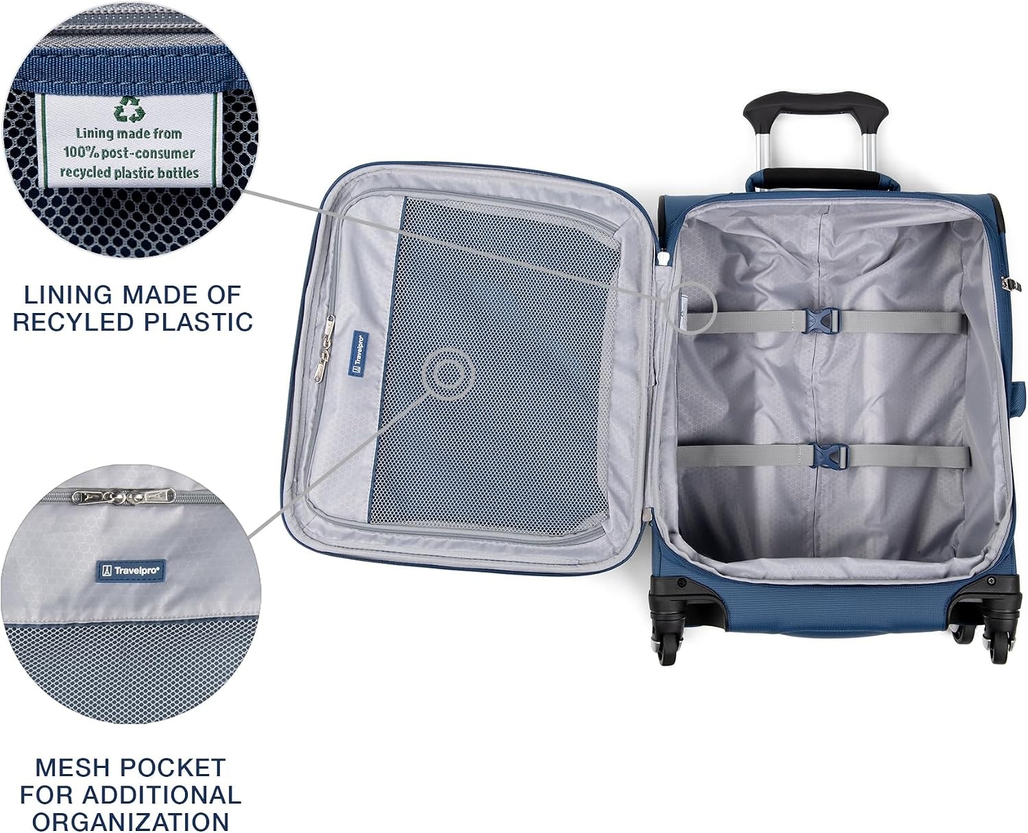 image:imageTravelpro Maxlite 5 Softside Spinner Set Forest 2Piece 2125 Includes CarryOn amp Medium Checked Expandable Luggage With 4 Wheels Lightweight amp Versatile Men amp WomenEnsign Blue