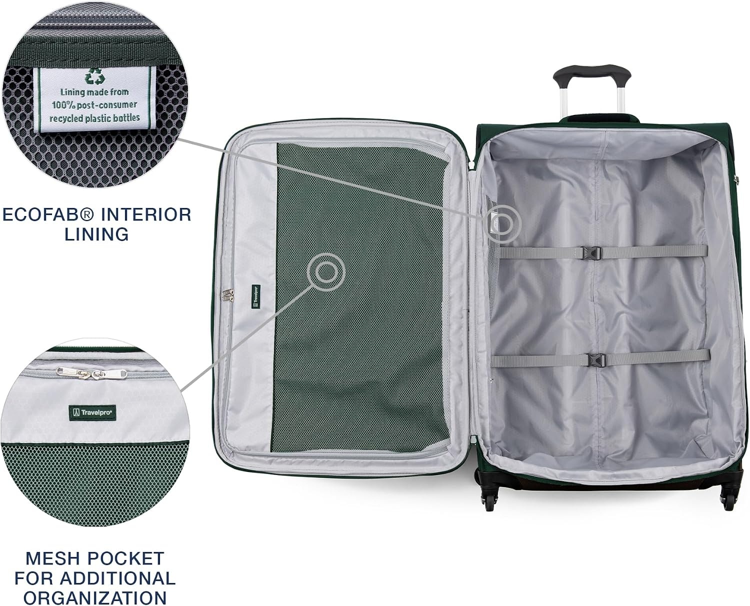 image:imageTravelpro Maxlite 5 Softside Spinner Set Forest 2Piece 2125 Includes CarryOn amp Medium Checked Expandable Luggage With 4 Wheels Lightweight amp Versatile Men amp WomenGreen Forest