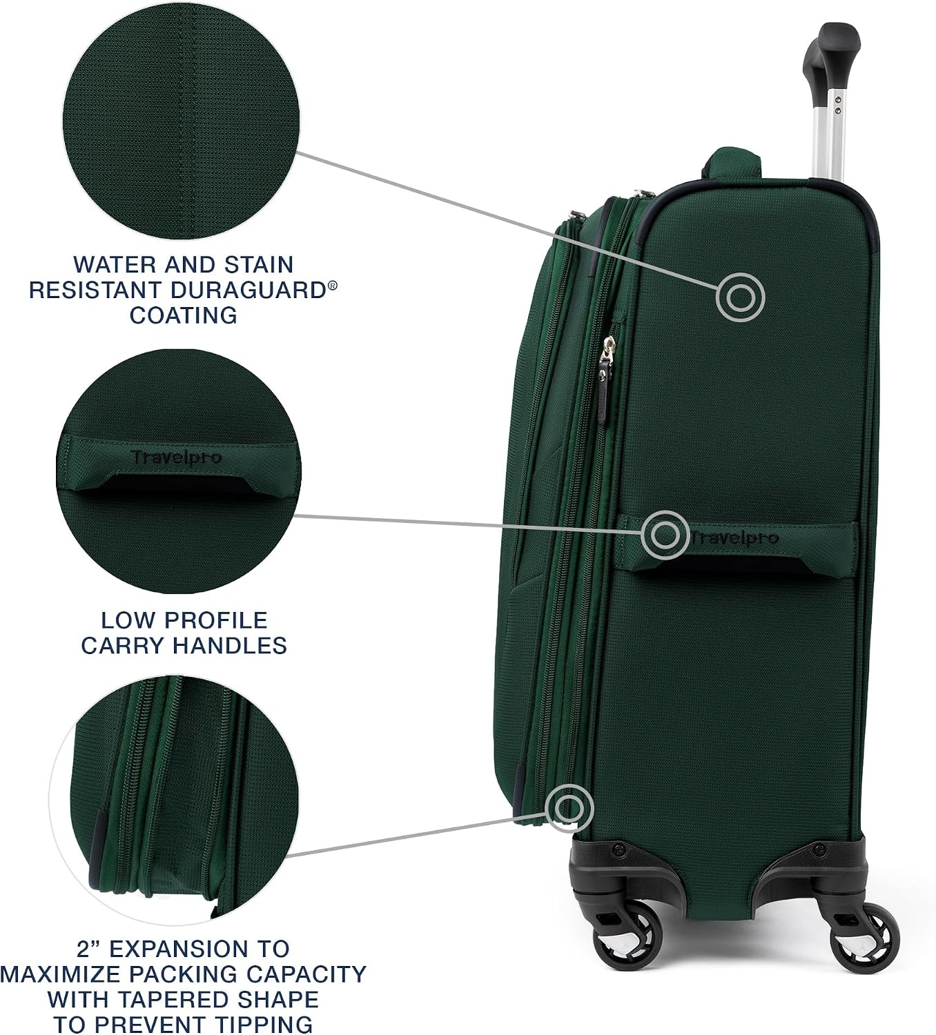 image:imageTravelpro Maxlite 5 Softside Spinner Set Forest 2Piece 2125 Includes CarryOn amp Medium Checked Expandable Luggage With 4 Wheels Lightweight amp Versatile Men amp WomenGreen Forest
