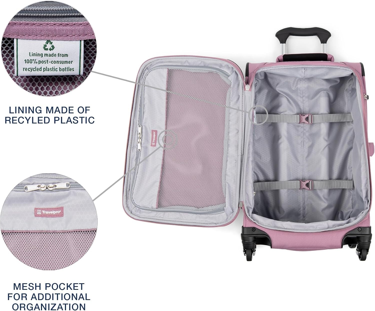 image:imageTravelpro Maxlite 5 Softside Spinner Set Forest 2Piece 2125 Includes CarryOn amp Medium Checked Expandable Luggage With 4 Wheels Lightweight amp Versatile Men amp WomenOrchid Pink Purple