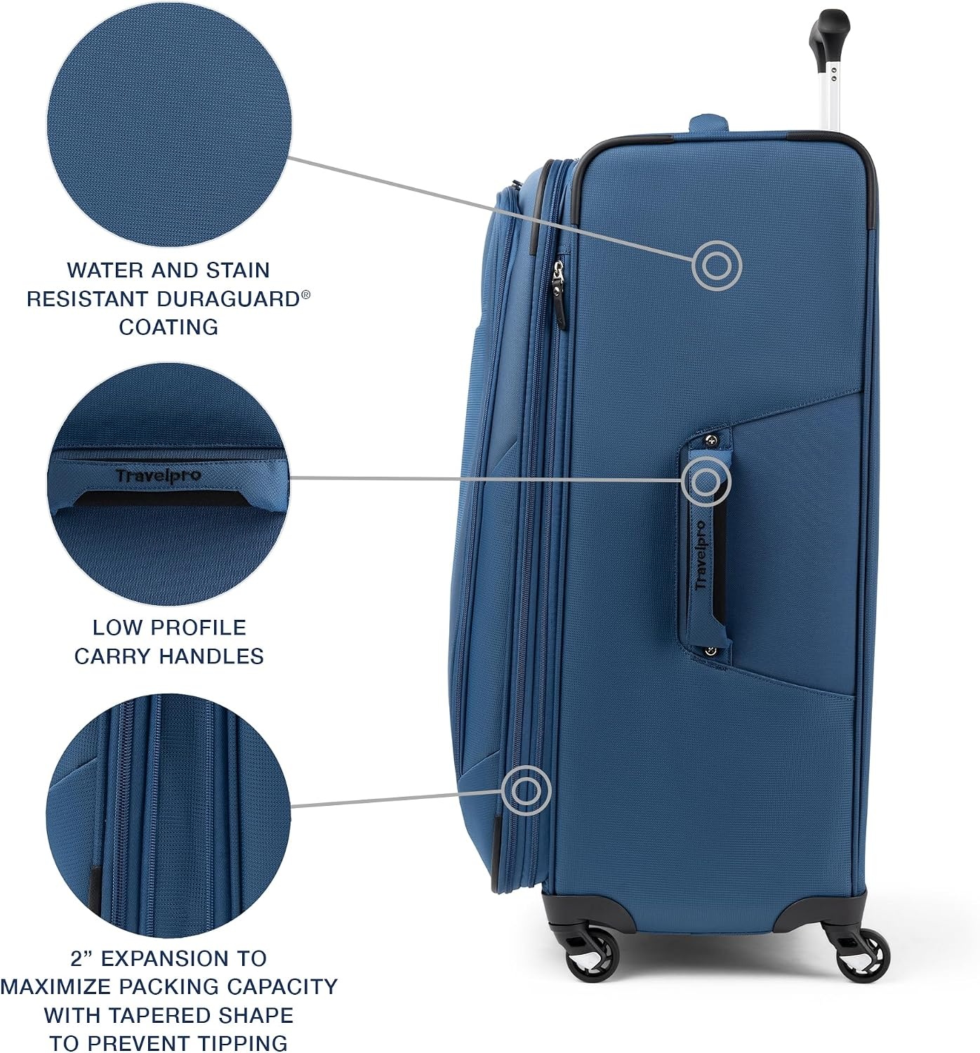 image:imageTravelpro Maxlite 5 Softside Spinner Set Forest 2Piece 2125 Includes CarryOn amp Medium Checked Expandable Luggage With 4 Wheels Lightweight amp Versatile Men amp WomenEnsign Blue