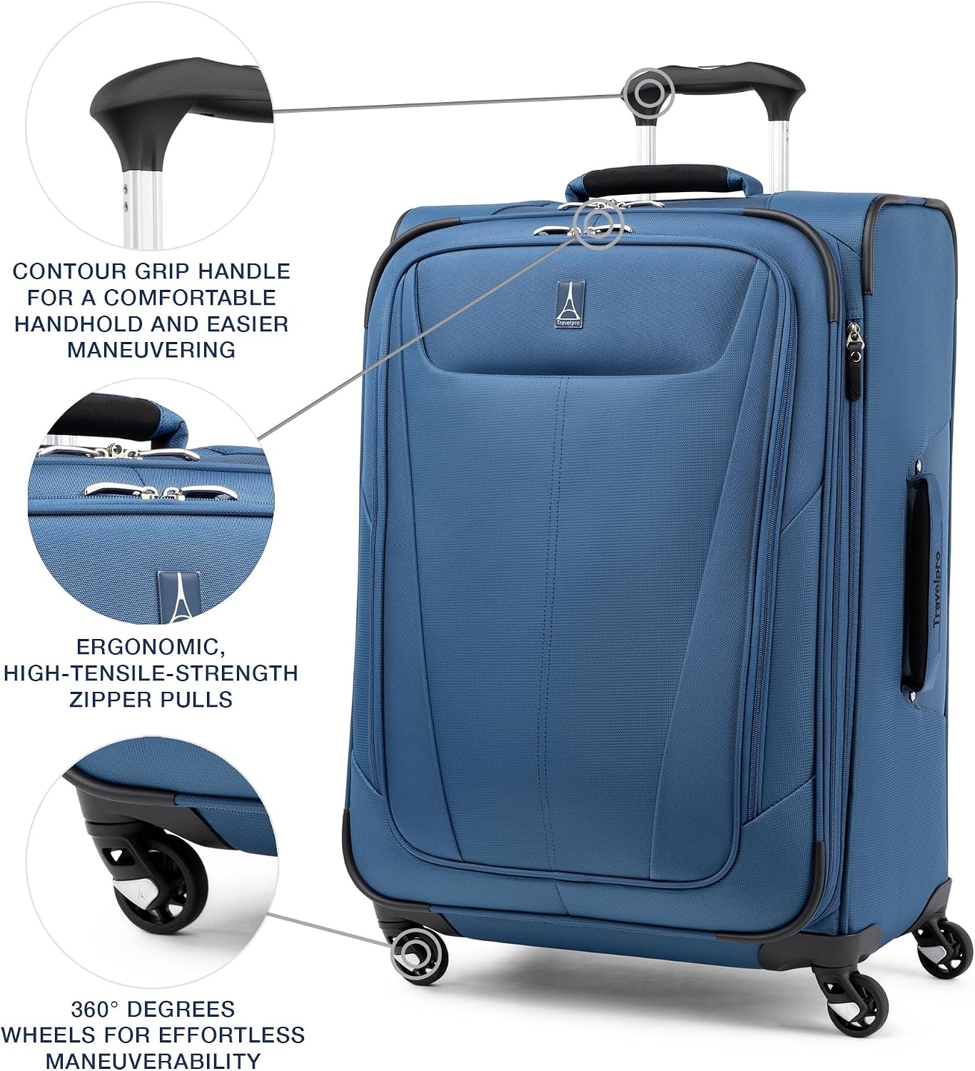 image:imageTravelpro Maxlite 5 Softside Spinner Set Forest 2Piece 2125 Includes CarryOn amp Medium Checked Expandable Luggage With 4 Wheels Lightweight amp Versatile Men amp WomenEnsign Blue