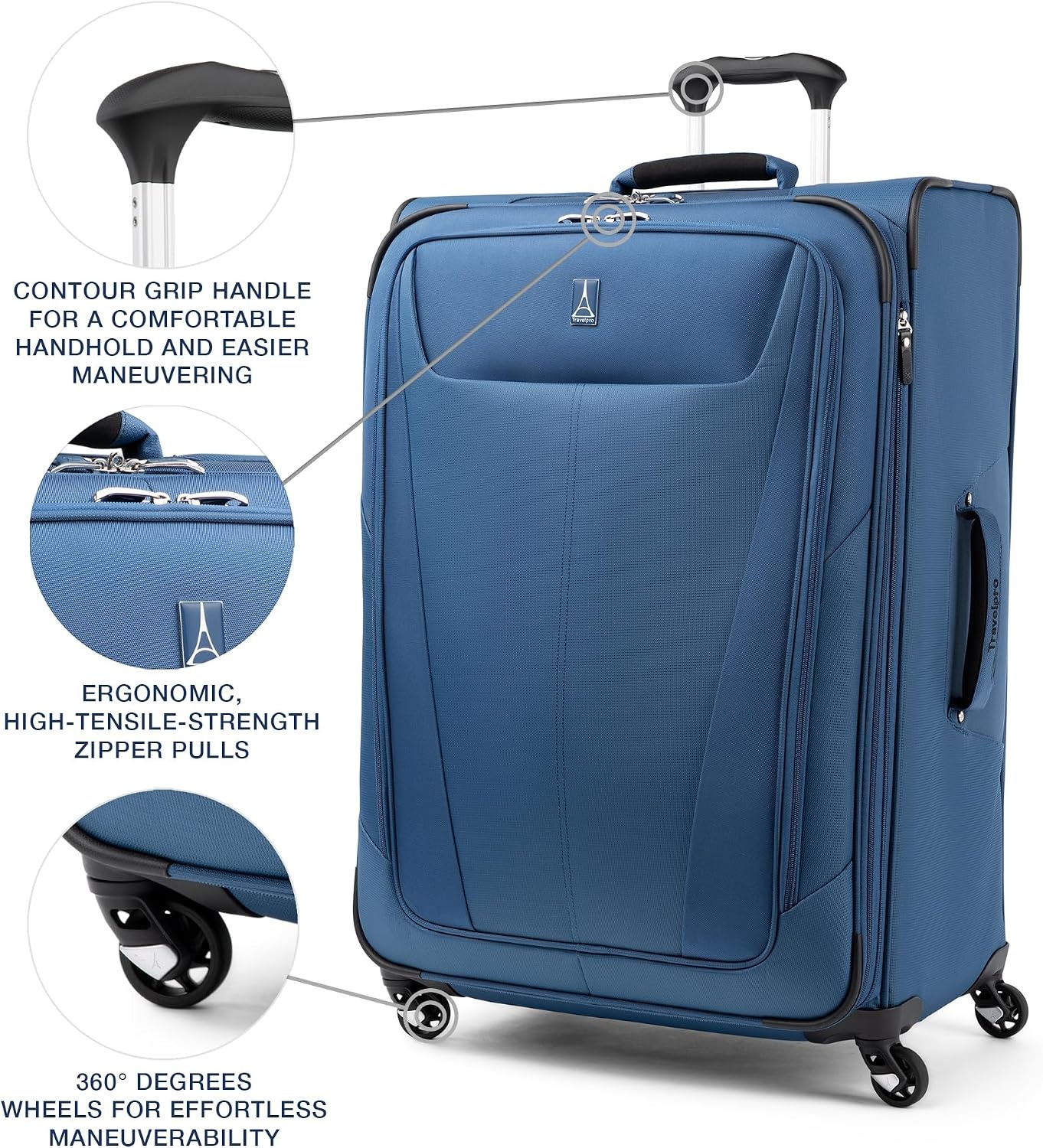 image:imageTravelpro Maxlite 5 Softside Spinner Set Forest 2Piece 2125 Includes CarryOn amp Medium Checked Expandable Luggage With 4 Wheels Lightweight amp Versatile Men amp WomenEnsign Blue