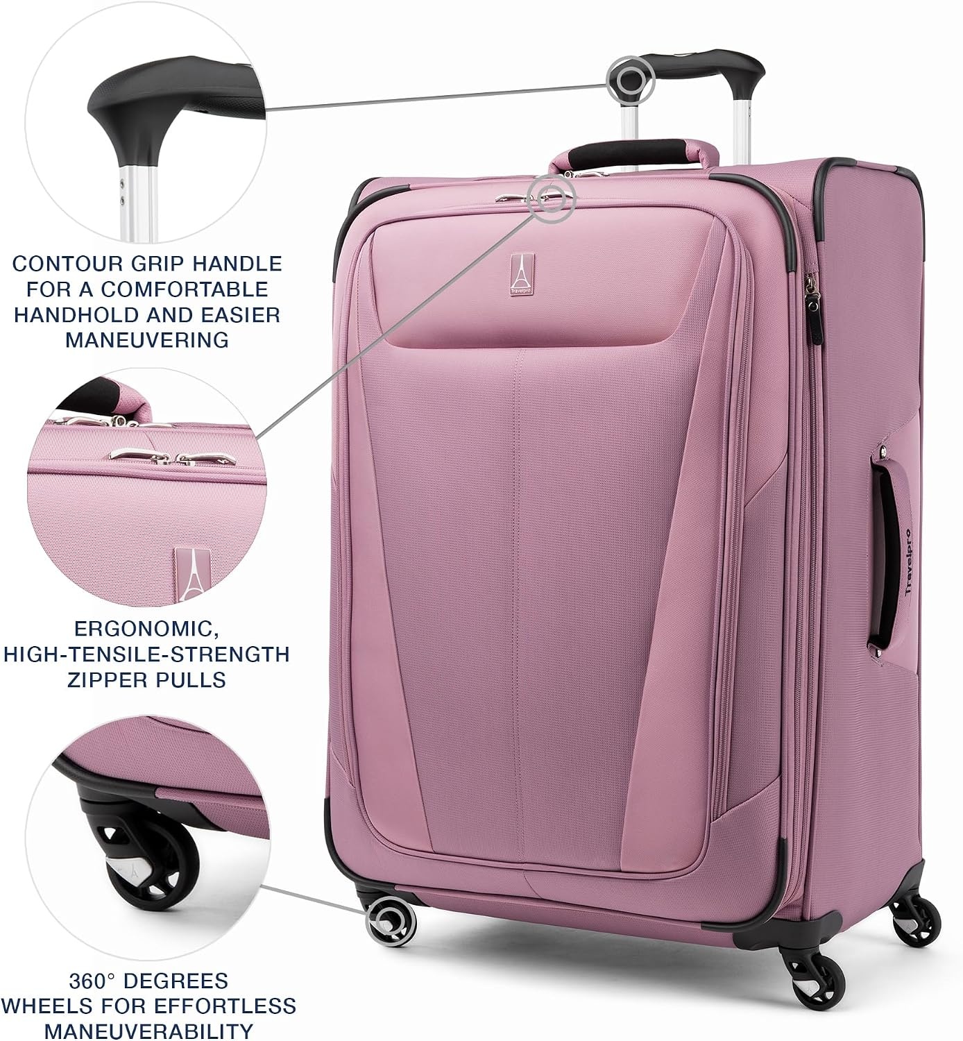 image:imageTravelpro Maxlite 5 Softside Spinner Set Forest 2Piece 2125 Includes CarryOn amp Medium Checked Expandable Luggage With 4 Wheels Lightweight amp Versatile Men amp WomenOrchid Pink Purple