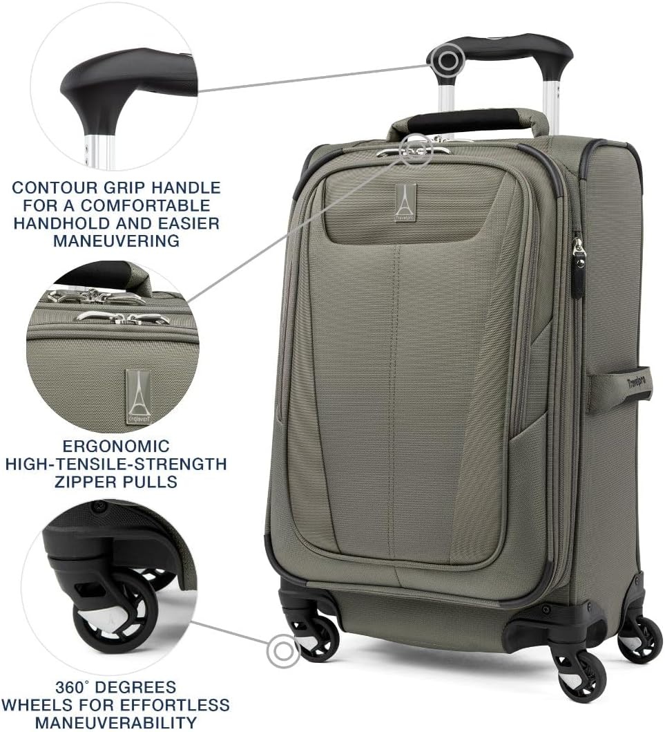 image:imageTravelpro Maxlite 5 Softside Spinner Set Forest 2Piece 2125 Includes CarryOn amp Medium Checked Expandable Luggage With 4 Wheels Lightweight amp Versatile Men amp WomenSlate Green