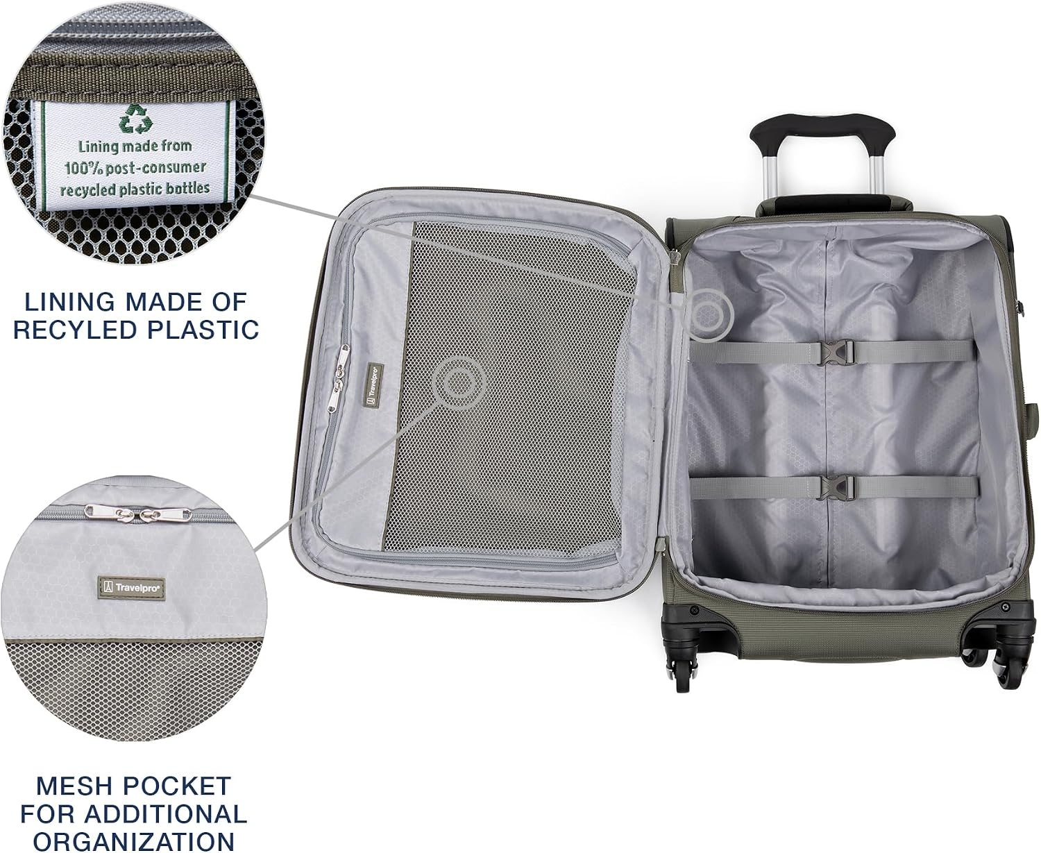 image:imageTravelpro Maxlite 5 Softside Spinner Set Forest 2Piece 2125 Includes CarryOn amp Medium Checked Expandable Luggage With 4 Wheels Lightweight amp Versatile Men amp WomenSlate Green