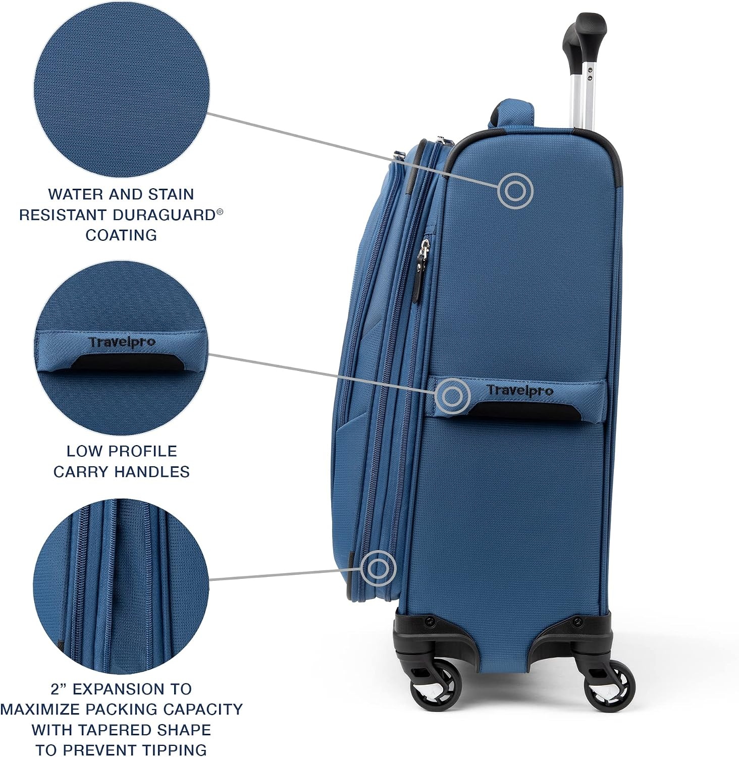 image:imageTravelpro Maxlite 5 Softside Spinner Set Forest 2Piece 2125 Includes CarryOn amp Medium Checked Expandable Luggage With 4 Wheels Lightweight amp Versatile Men amp WomenEnsign Blue