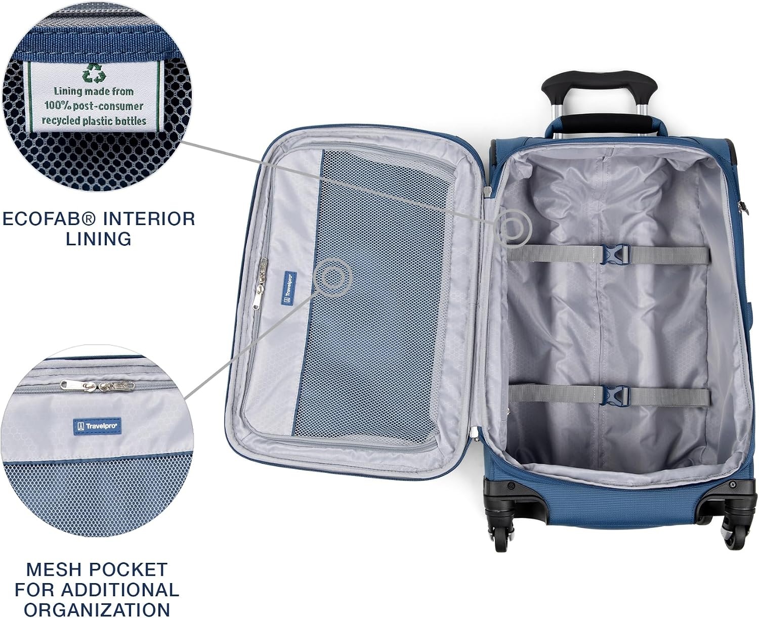 image:imageTravelpro Maxlite 5 Softside Spinner Set Forest 2Piece 2125 Includes CarryOn amp Medium Checked Expandable Luggage With 4 Wheels Lightweight amp Versatile Men amp WomenEnsign Blue