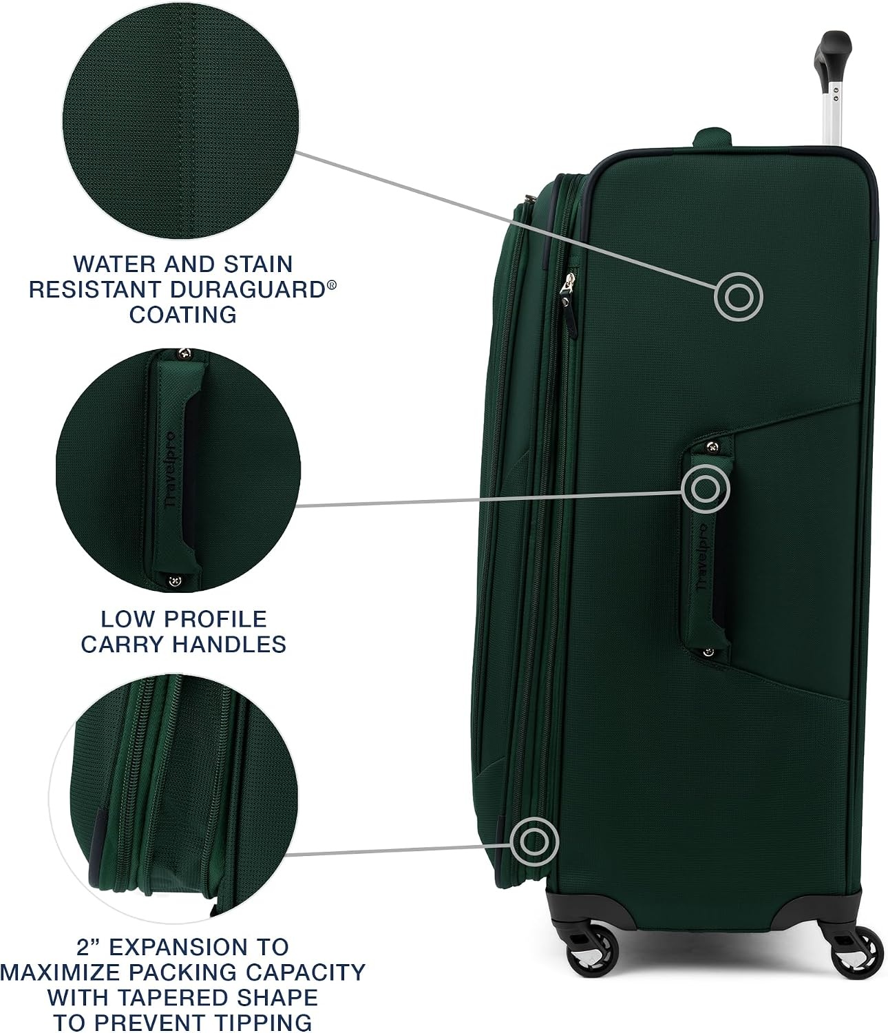 image:imageTravelpro Maxlite 5 Softside Spinner Set Forest 2Piece 2125 Includes CarryOn amp Medium Checked Expandable Luggage With 4 Wheels Lightweight amp Versatile Men amp WomenGreen Forest