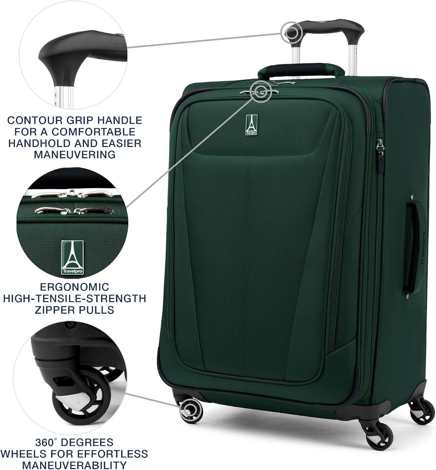 image:imageTravelpro Maxlite 5 Softside Spinner Set Forest 2Piece 2125 Includes CarryOn amp Medium Checked Expandable Luggage With 4 Wheels Lightweight amp Versatile Men amp WomenForest Green