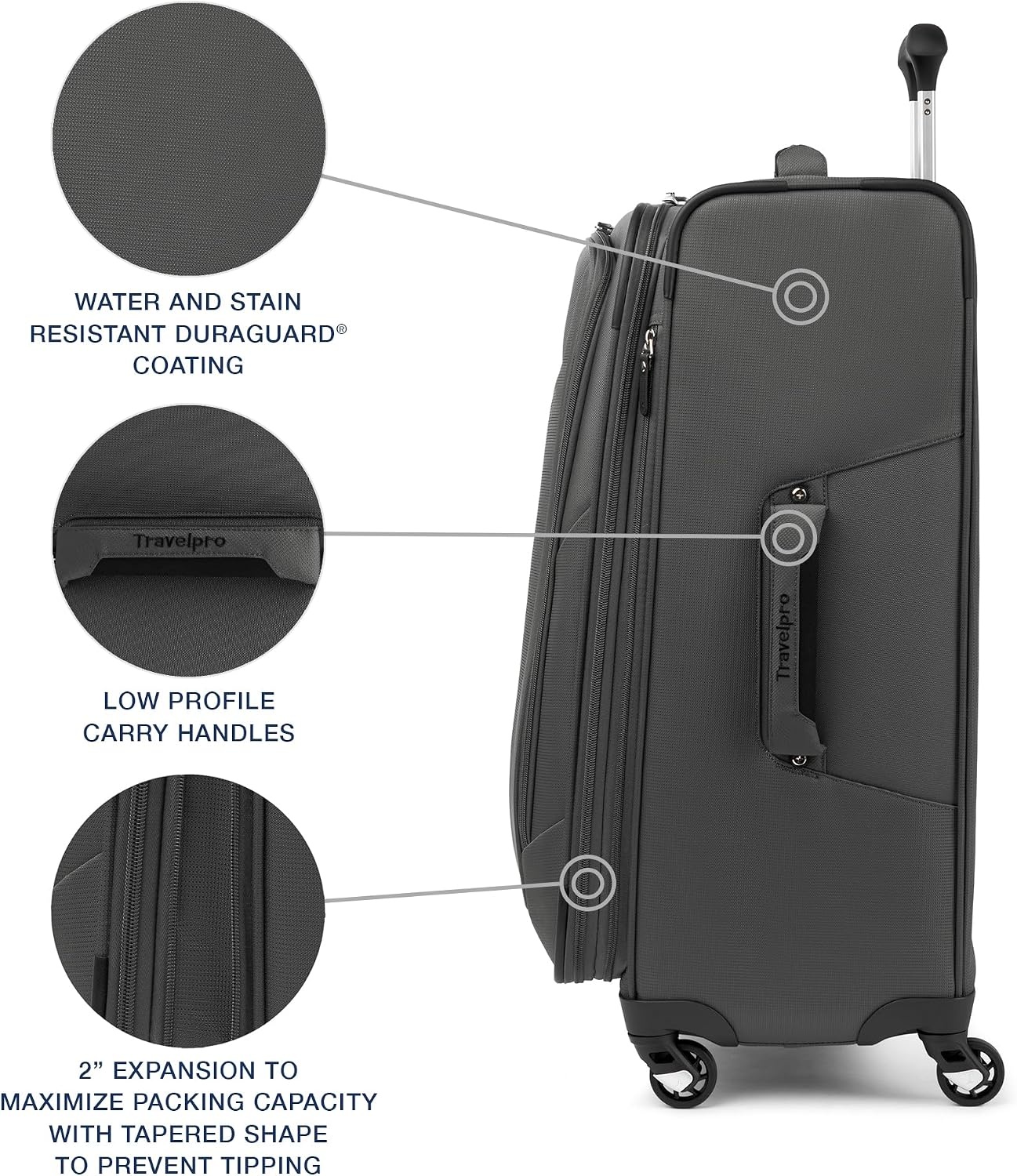 image:imageTravelpro Maxlite 5 Softside Spinner Set Grey 2Piece 2129 Includes CarryOn amp Large Checked Expandable Luggage With 4 Wheels Lightweight amp Versatile Men amp Women