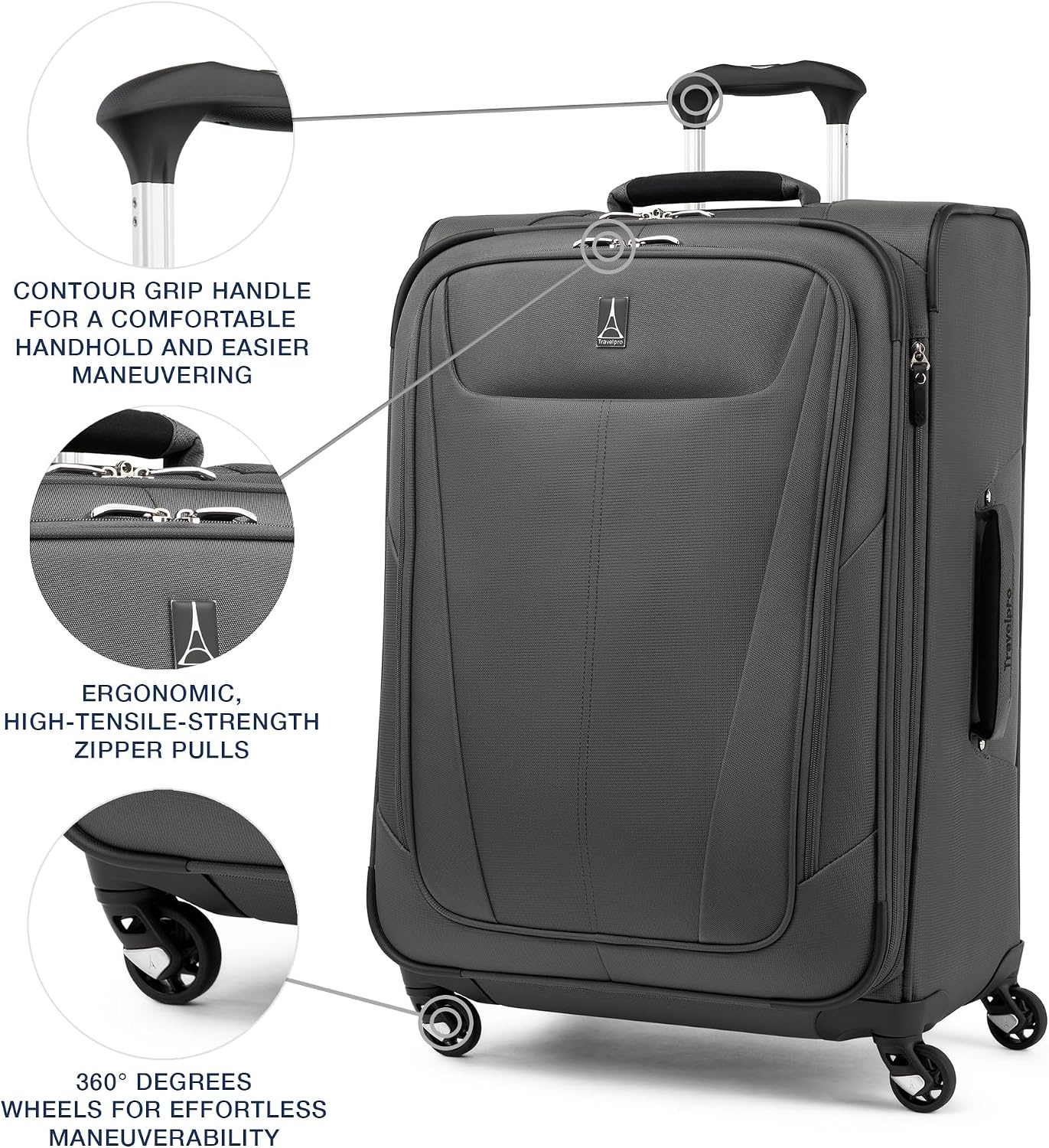 image:imageTravelpro Maxlite 5 Softside Spinner Set Grey 2Piece 2129 Includes CarryOn amp Large Checked Expandable Luggage With 4 Wheels Lightweight amp Versatile Men amp Women