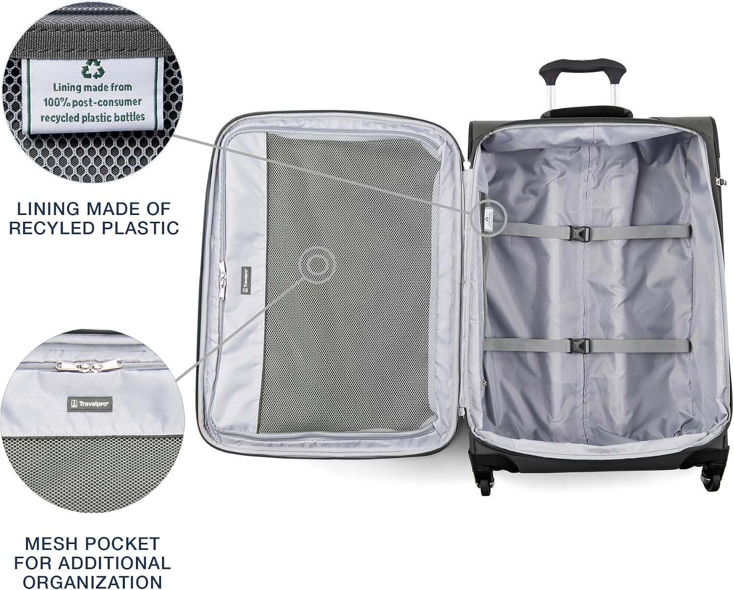 image:imageTravelpro Maxlite 5 Softside Spinner Set Grey 2Piece 2129 Includes CarryOn amp Large Checked Expandable Luggage With 4 Wheels Lightweight amp Versatile Men amp Women