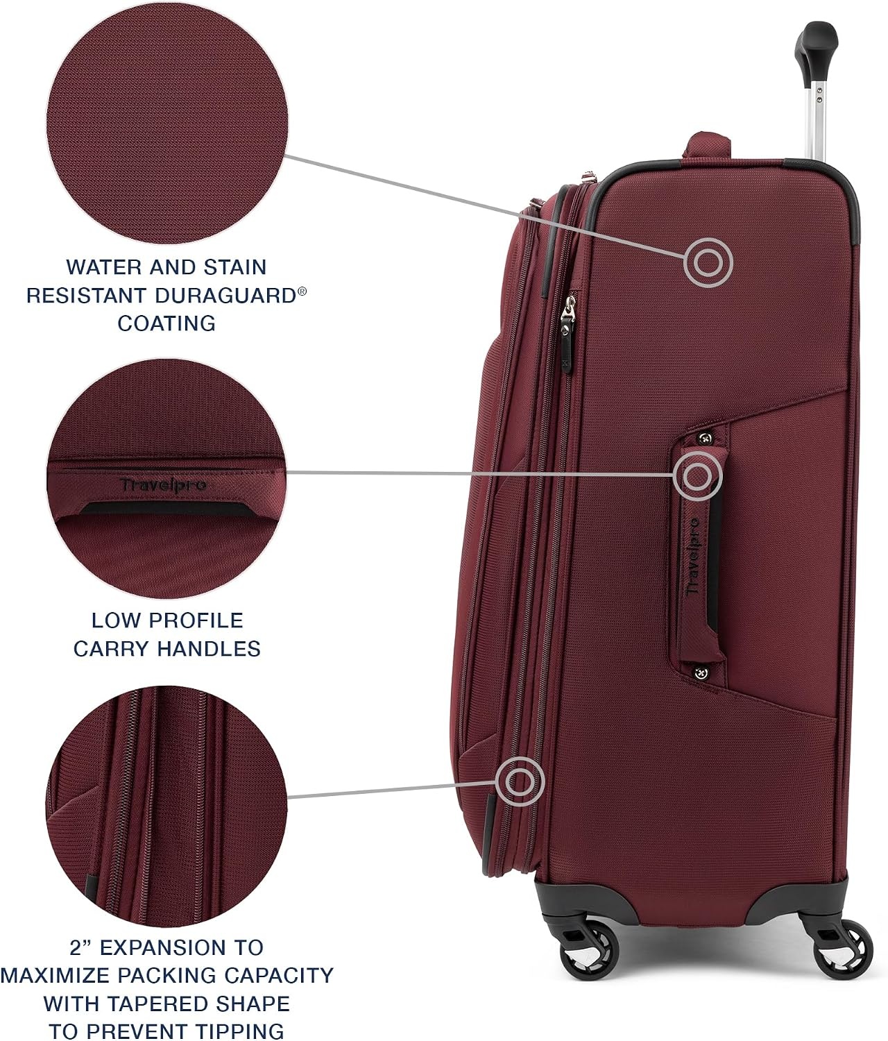 image:imageTravelpro Maxlite 5 Softside Spinner Set Red 2Piece 2129 Carry on and Large Checked Expandable Luggage With 4 Wheels Lightweight amp Versatile Travel Design Men amp Women