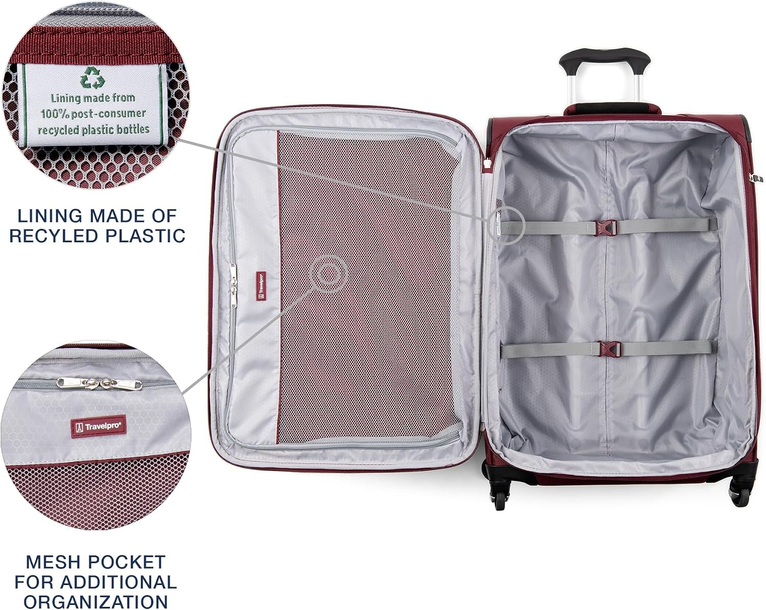 image:imageTravelpro Maxlite 5 Softside Spinner Set Red 3Piece 212529 Carry on Medium and Large Checked Expandable Luggage With 4 Wheels Lightweight amp Versatile Travel Design Men amp Women