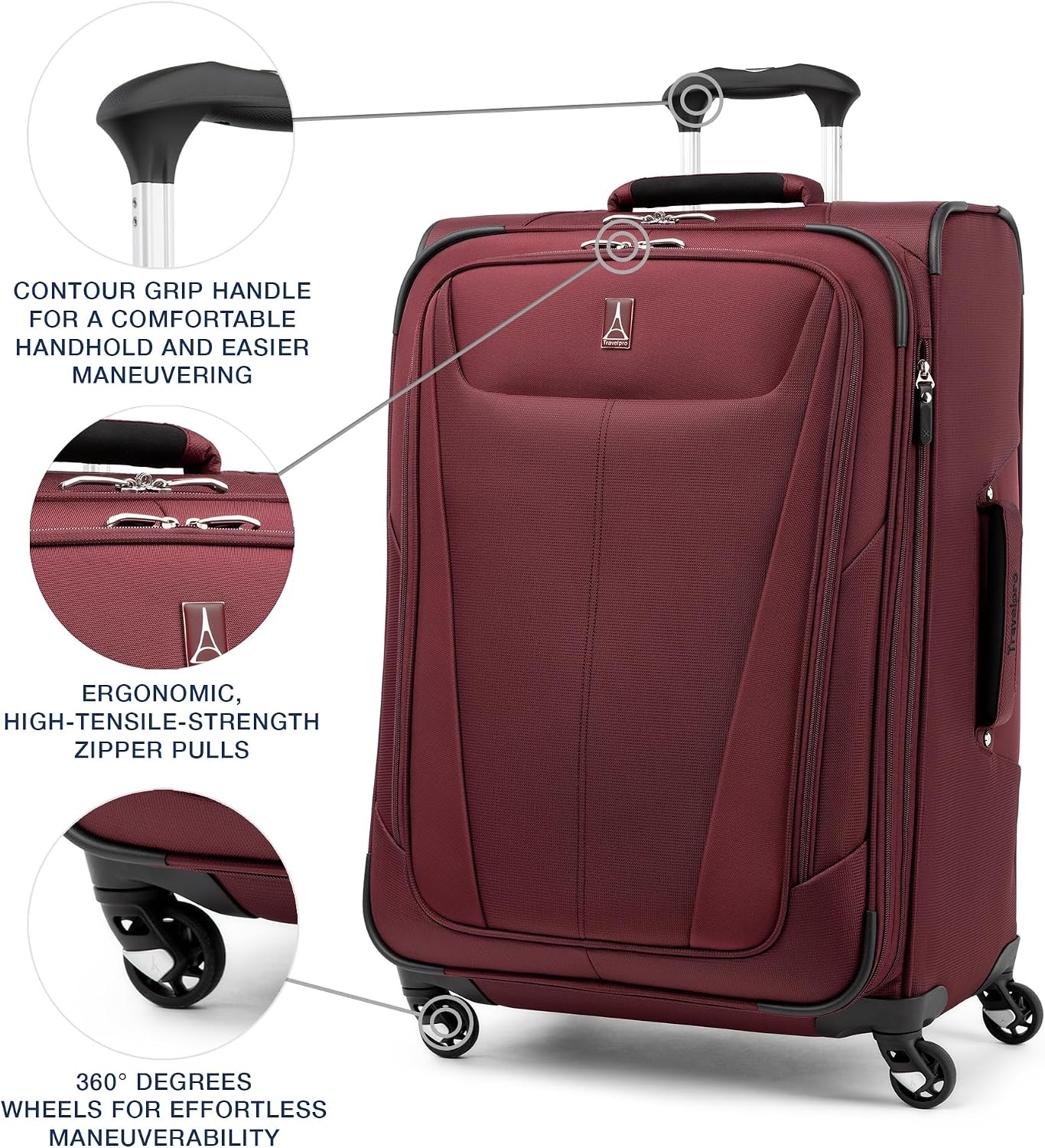 image:imageTravelpro Maxlite 5 Softside Spinner Set Red 3Piece 212529 Carry on Medium and Large Checked Expandable Luggage With 4 Wheels Lightweight amp Versatile Travel Design Men amp Women