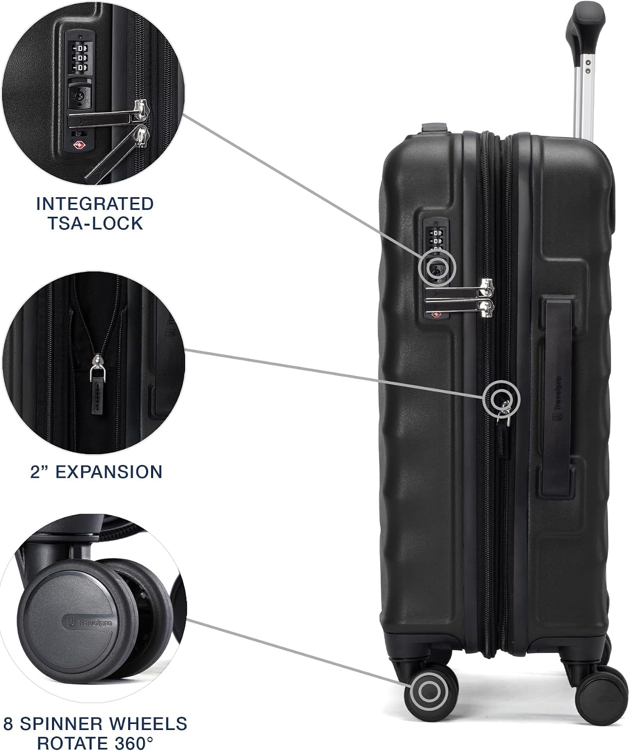 image:imageTravelpro Maxlite Air V2 Hardside Expandable CarryOn Black 19Inch Lightweight Hard Shell Luggage 8 Spinner Wheels TSA Lock amp Polycarbonate Exterior Designed for Men amp WomenBlack