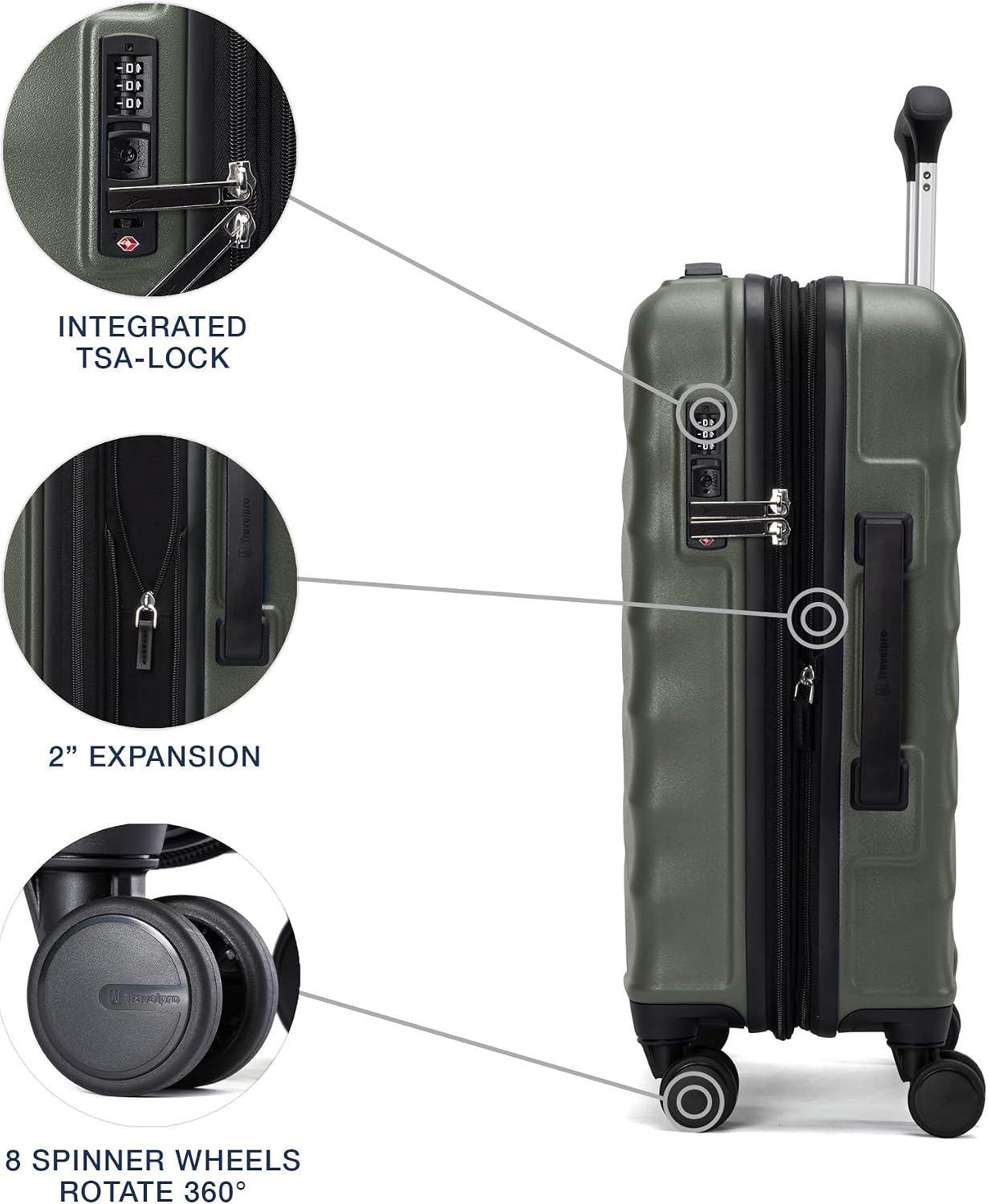 image:imageTravelpro Maxlite Air V2 Hardside Expandable CarryOn Black 19Inch Lightweight Hard Shell Luggage 8 Spinner Wheels TSA Lock amp Polycarbonate Exterior Designed for Men amp WomenSlate Green
