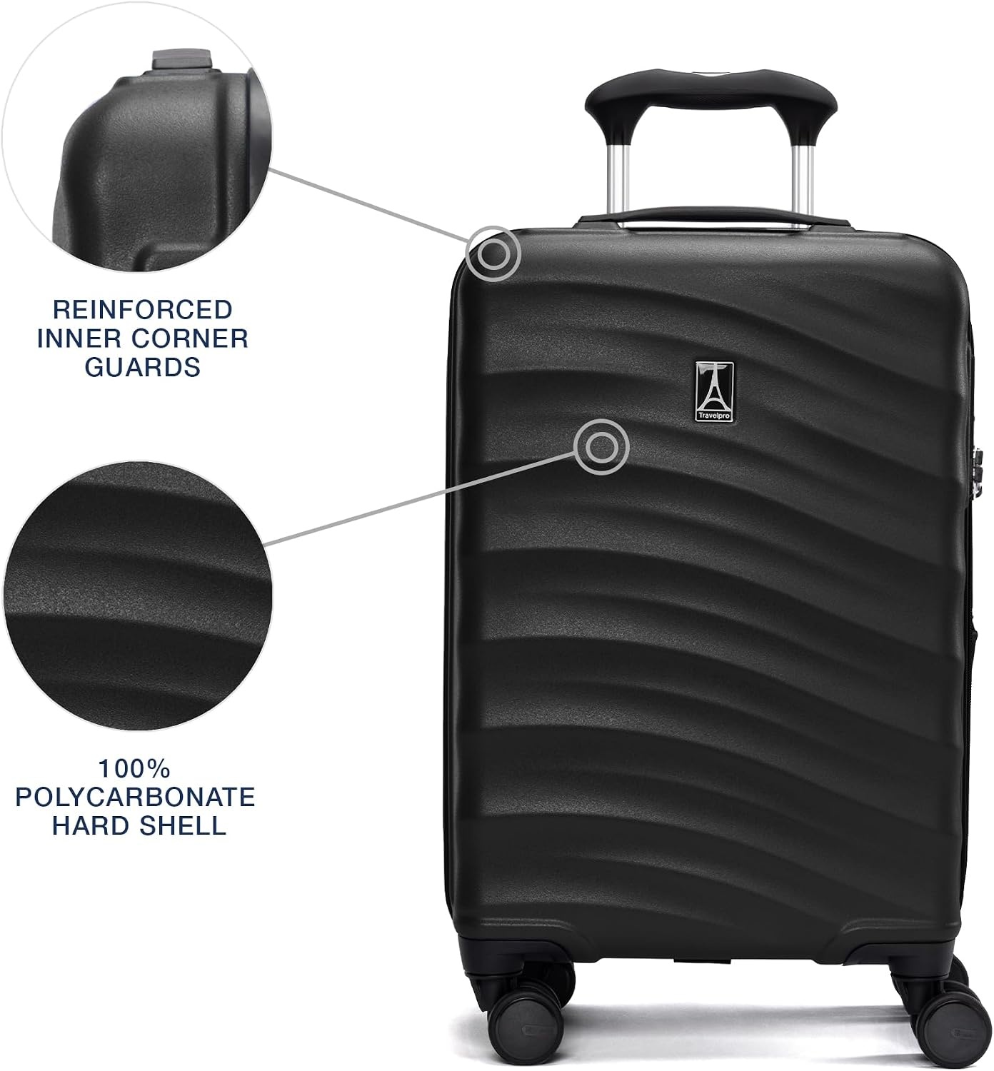 image:imageTravelpro Maxlite Air V2 Hardside Expandable CarryOn Black 19Inch Lightweight Hard Shell Luggage 8 Spinner Wheels TSA Lock amp Polycarbonate Exterior Designed for Men amp WomenBlack