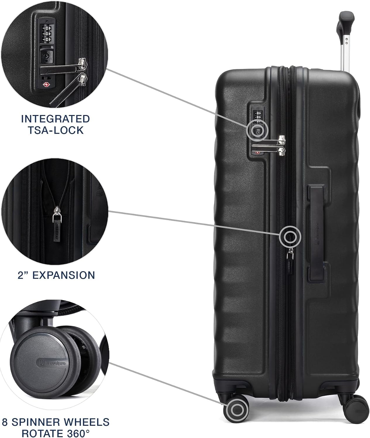 image:imageTravelpro Maxlite Air V2 Hardside Expandable Checked Black 28Inch Lightweight Polycarbonate Hard Shell Luggage 8 Spinner Wheels TSA Lock amp Durable Construction Men amp WomenBlack