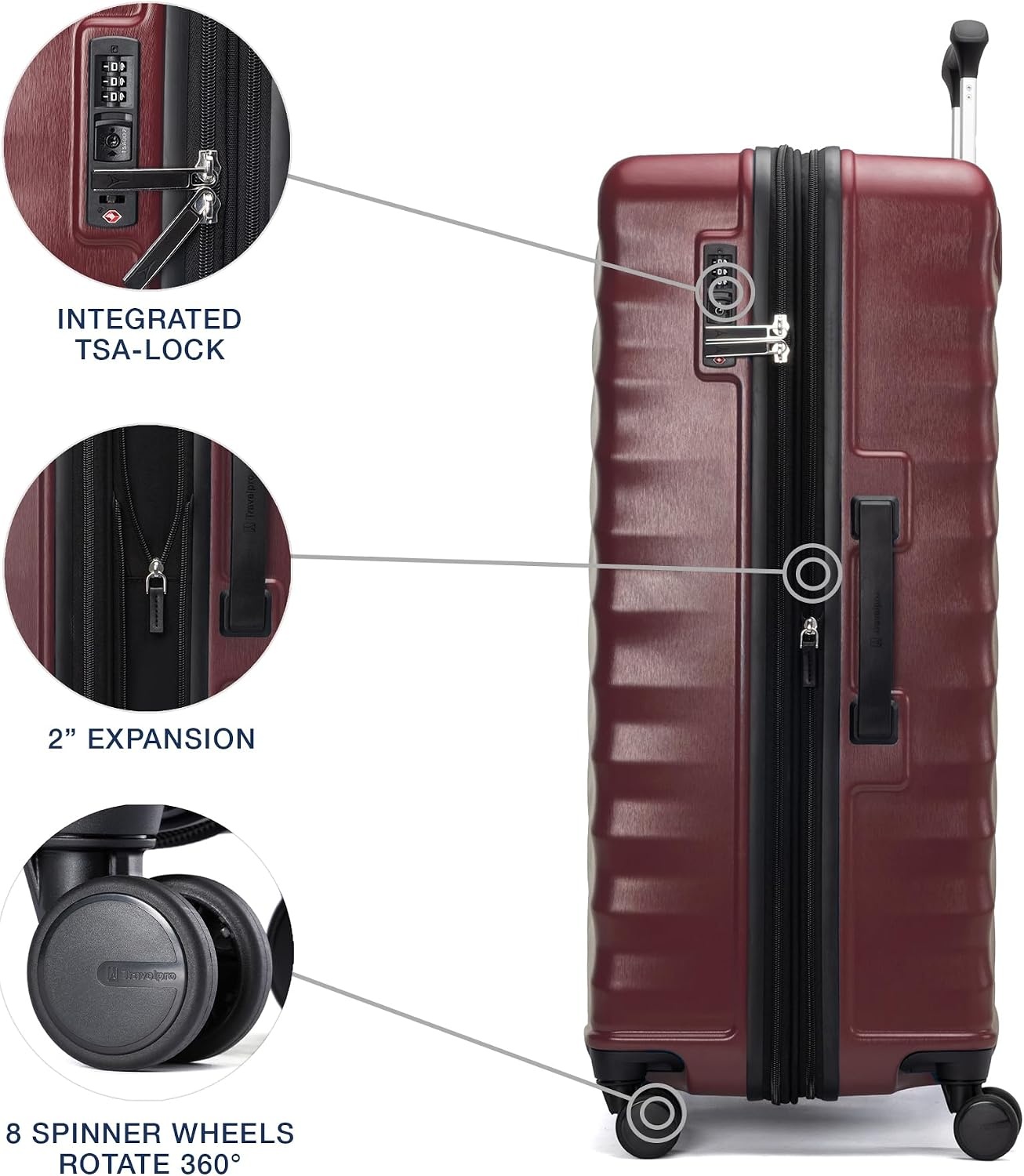 image:imageTravelpro Maxlite Air V2 Hardside Expandable Checked Black 28Inch Lightweight Polycarbonate Hard Shell Luggage 8 Spinner Wheels TSA Lock amp Durable Construction Men amp WomenCabernet