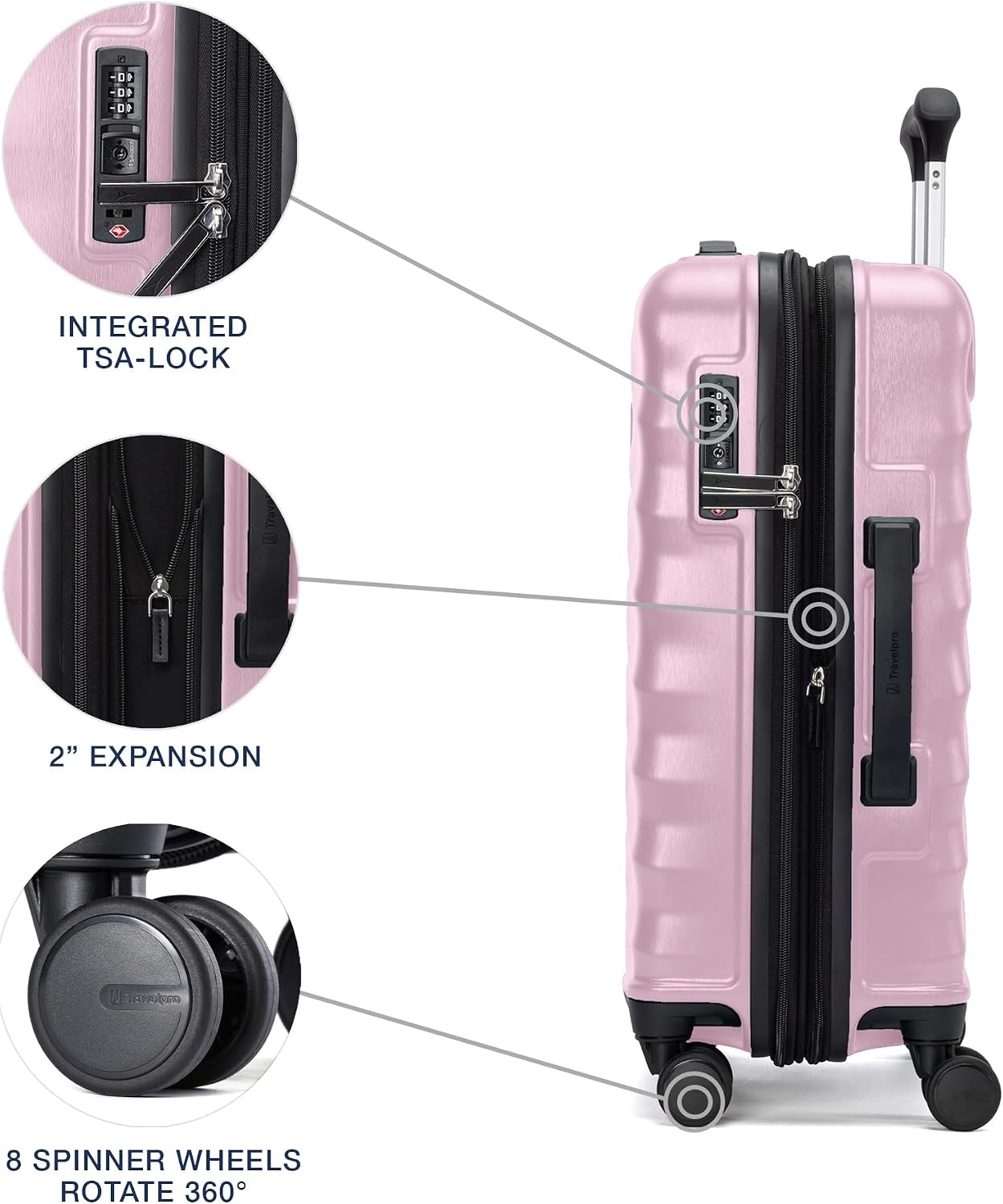 image:imageTravelpro Maxlite Air V2 Hardside Expandable Checked Black 28Inch Lightweight Polycarbonate Hard Shell Luggage 8 Spinner Wheels TSA Lock amp Durable Construction Men amp WomenPink
