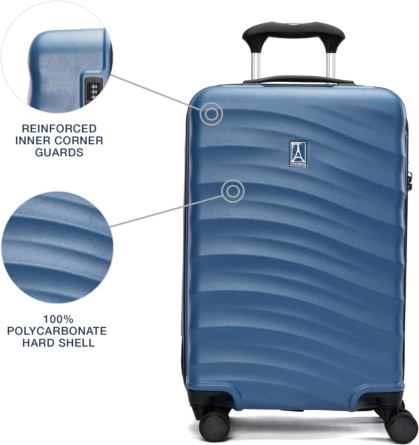 image:imageTravelpro Maxlite Air V2 Hardside Expandable Checked Black 28Inch Lightweight Polycarbonate Hard Shell Luggage 8 Spinner Wheels TSA Lock amp Durable Construction Men amp WomenEnsign Blue