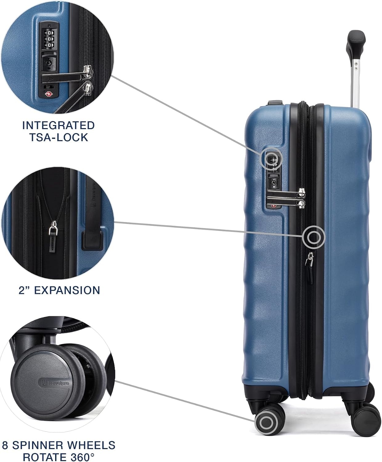 image:imageTravelpro Maxlite Air V2 Hardside Expandable Checked Black 28Inch Lightweight Polycarbonate Hard Shell Luggage 8 Spinner Wheels TSA Lock amp Durable Construction Men amp WomenEnsign Blue