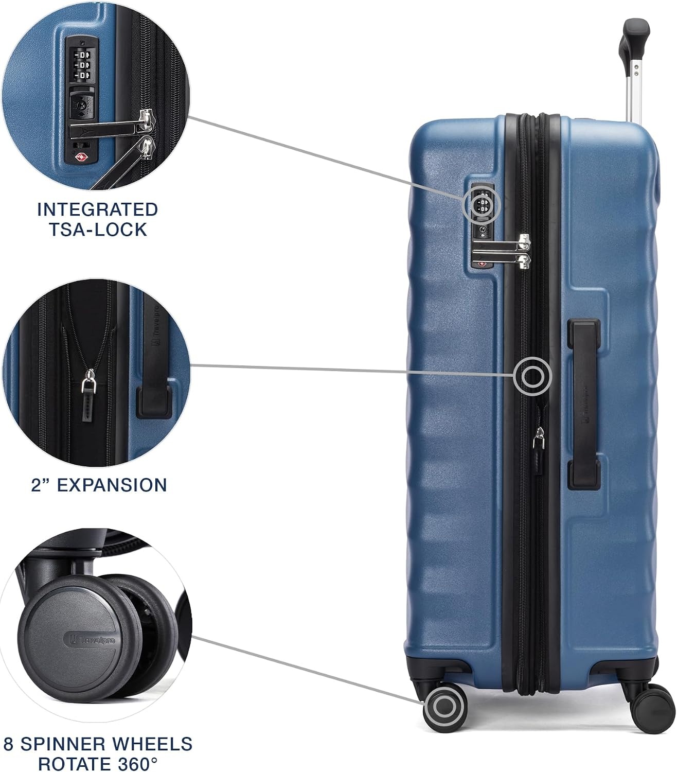 image:imageTravelpro Maxlite Air V2 Hardside Expandable Checked Black 28Inch Lightweight Polycarbonate Hard Shell Luggage 8 Spinner Wheels TSA Lock amp Durable Construction Men amp WomenEnsign Blue